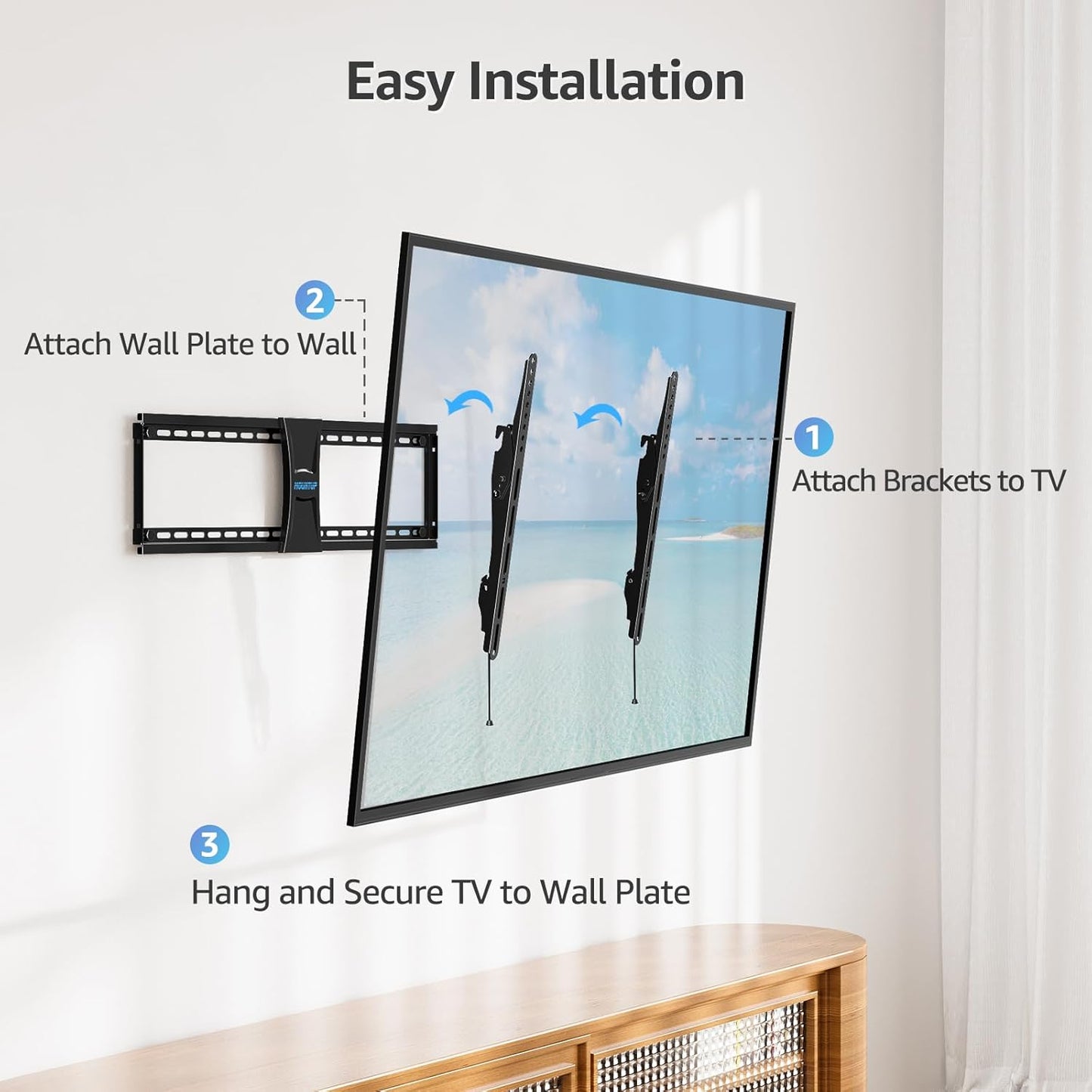 MOUNTUP UL Listed TV Wall Mount, Tilting TV Mount Bracket for Most 37-82 Inch Flat Screen/Curved Low Profile Wall Mount Saving Space Max VESA 600x400 mm Hold up to 99 lbs Fit 16" 18" 24" Stud MU0008