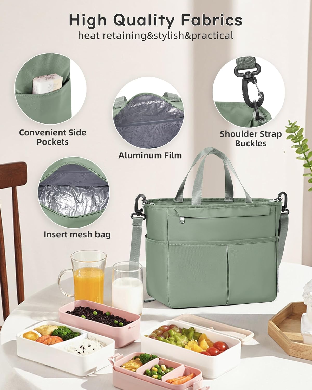 Lunch Bag Insulated Lunch Box Leakproof Lunch Tote Bags for Women Men,Portable Thermal Cooler Bag Lunch Containers with Shoulder Strap for Work, Family, Picnic, School, Outdoor,BBQ C2-Pinkpurple