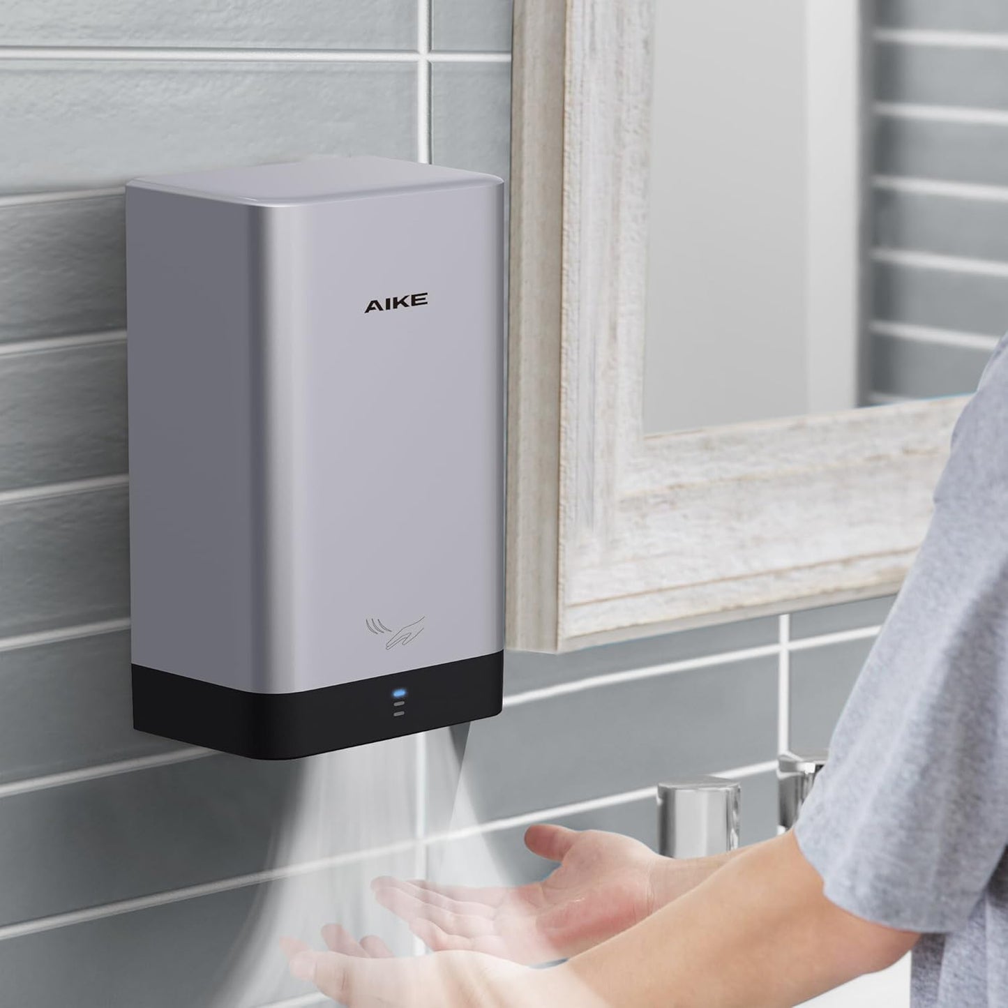 AIKE Surface Mounted ADA Compliant Hand Dryer with HEPA Filter,Black Model AK2822