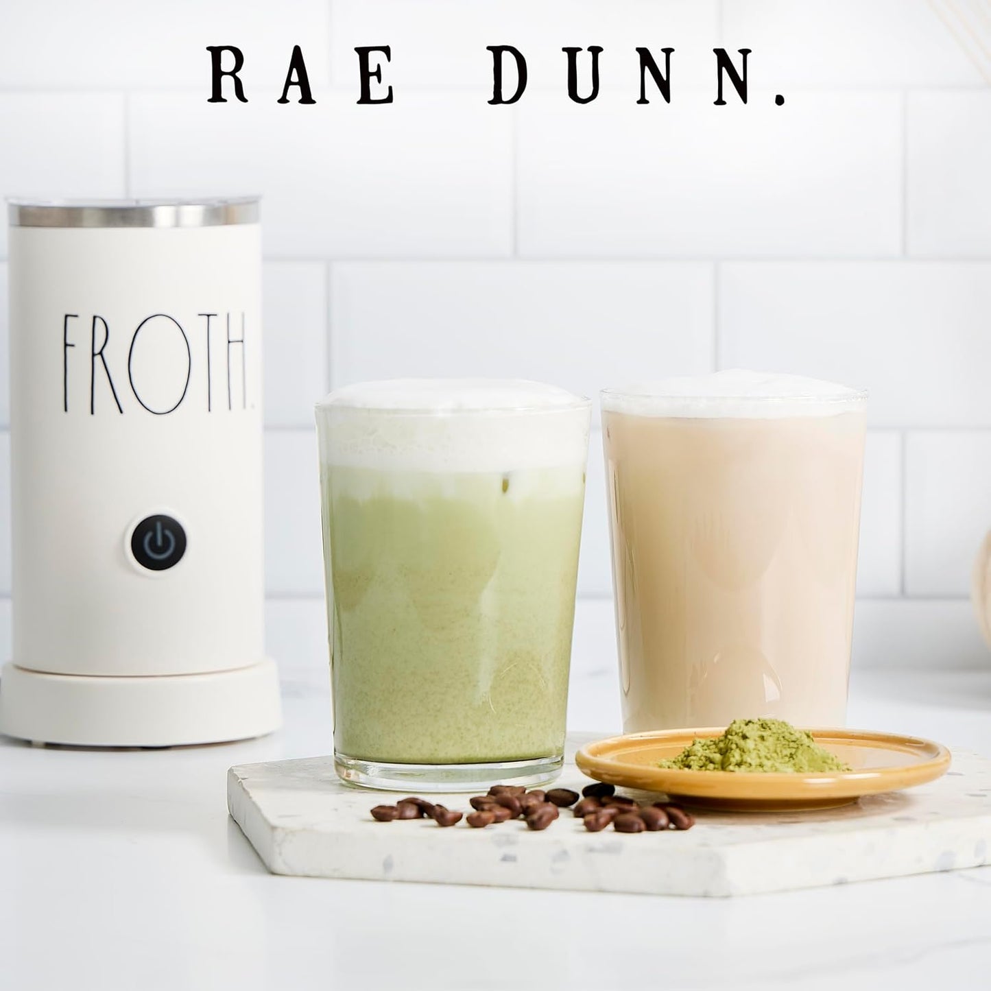 Rae Dunn - Electric Milk Frother - Elegant Automatic Milk Steamer and Frother, Milk Warmer, Hot and Cold Frothing Machine for Coffee, Latte, Cappuccino, Macchiato,