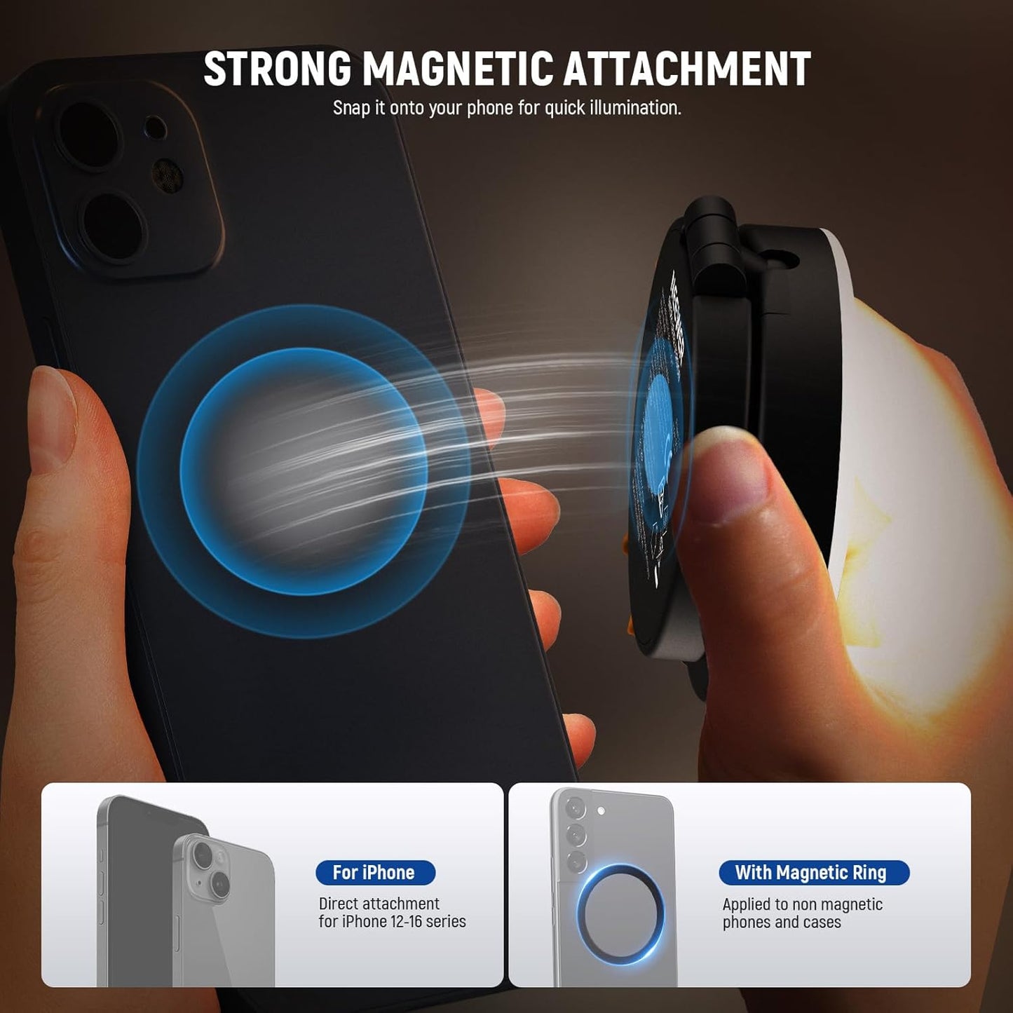 NEEWER BASICS Magnetic Selfie Light Compatible with MagSafe iPhone, CRI95 700lx/0.3m Folding LED Phone Fill Ring Lighting with Mirror for Zoom Makeup Photography Recording Video Conference,White NL48B