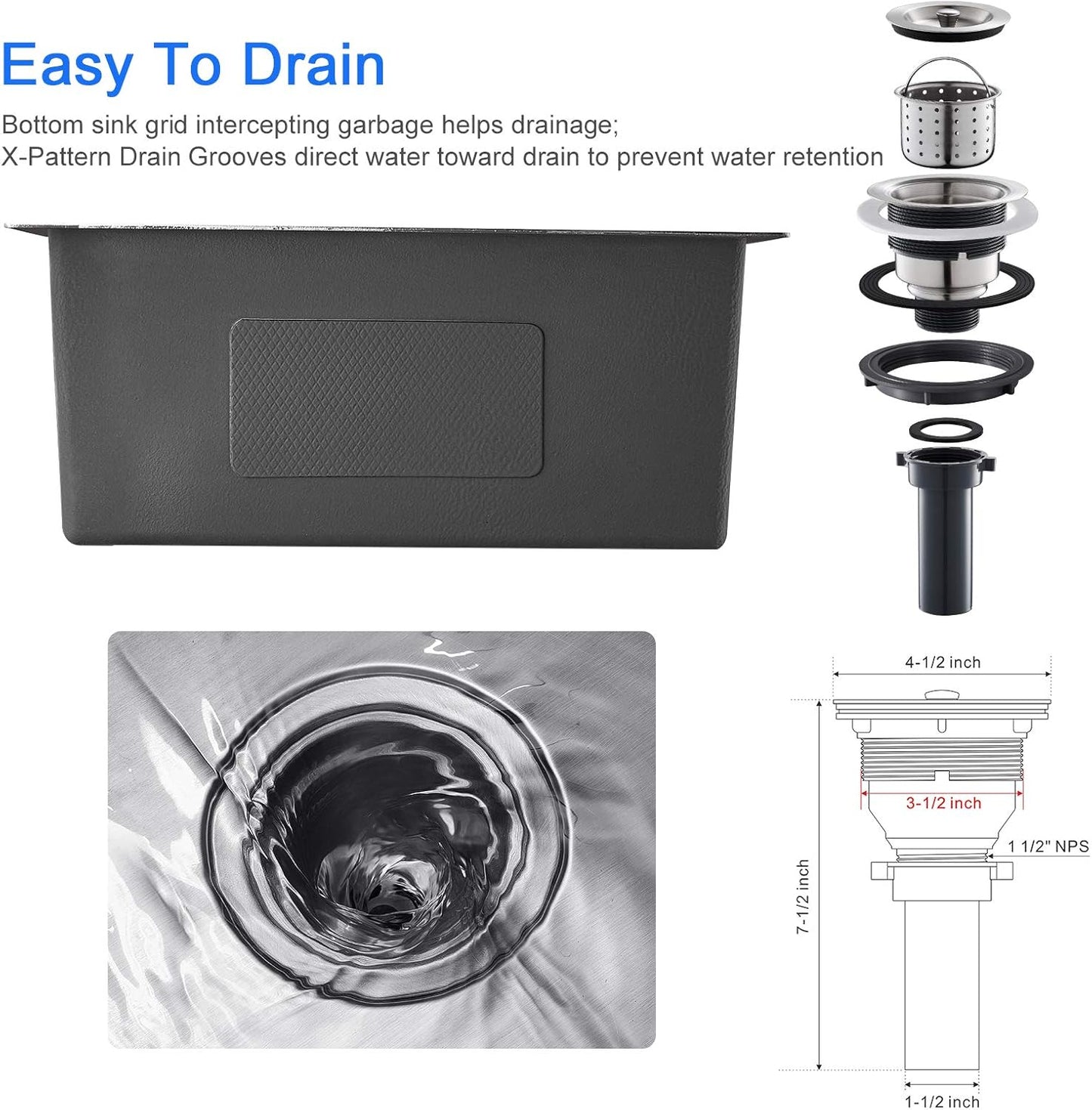 MENATT 20-inch Undermount Kitchen Sink, SUS304 Stainless Steel Handmade Single Bowl Kitchen Sink with Sink Strainer (Brushed), 20"x16"x9"