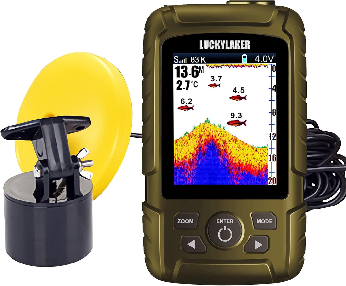 LUCKYLAKER Wired Sensor Fish Finder Boat Waterproof Portable Depth Finder Display Transducer Kayak Fish Finders Sonar Fishing Gear