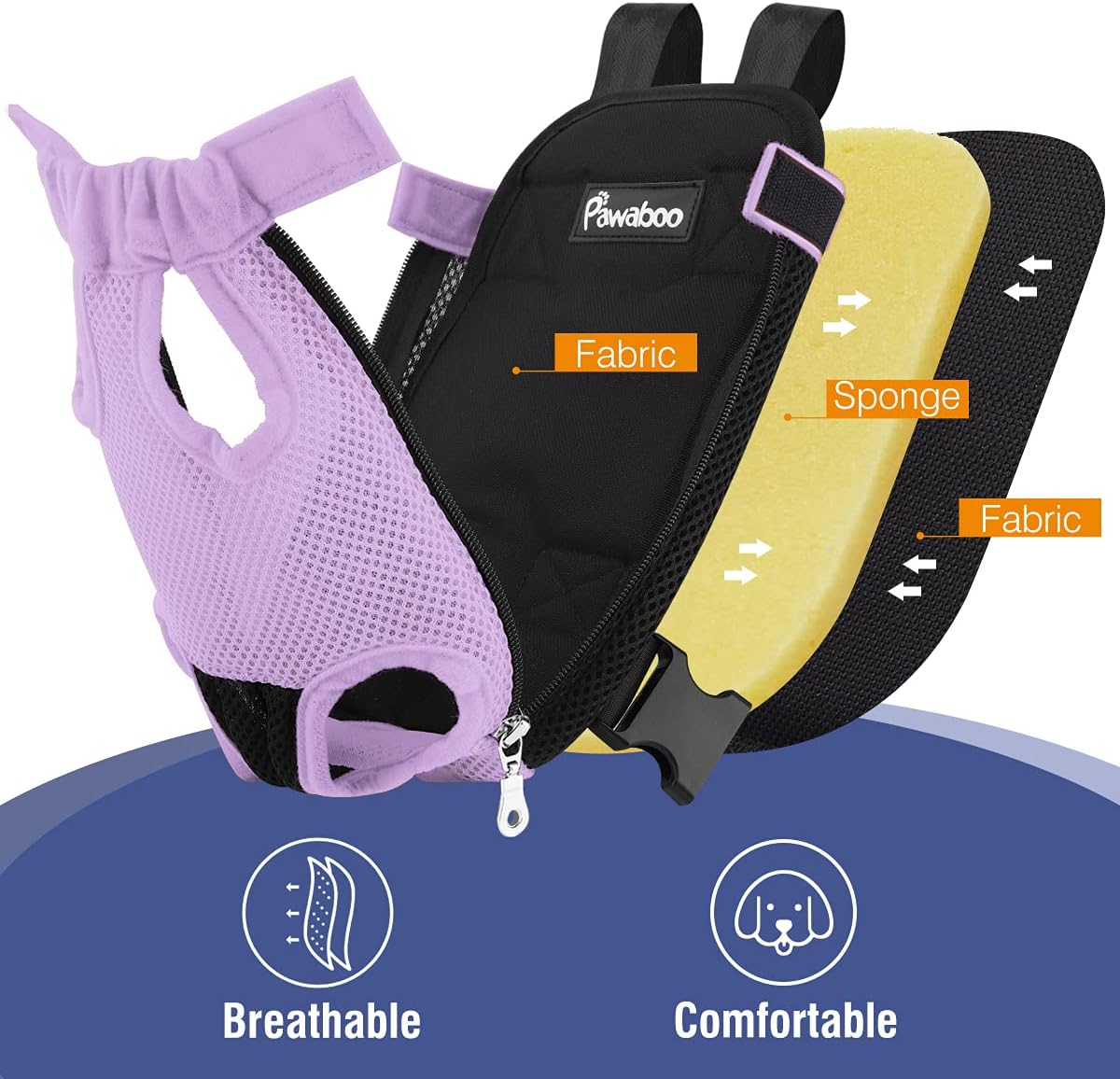 Pawaboo Pet Carrier Backpack, Adjustable Pet Front Cat Dog Carrier Backpack Travel Bag, Legs Out, Easy-Fit for Traveling Hiking Camping for Small Medium Dogs Cats Puppies, Medium, Black