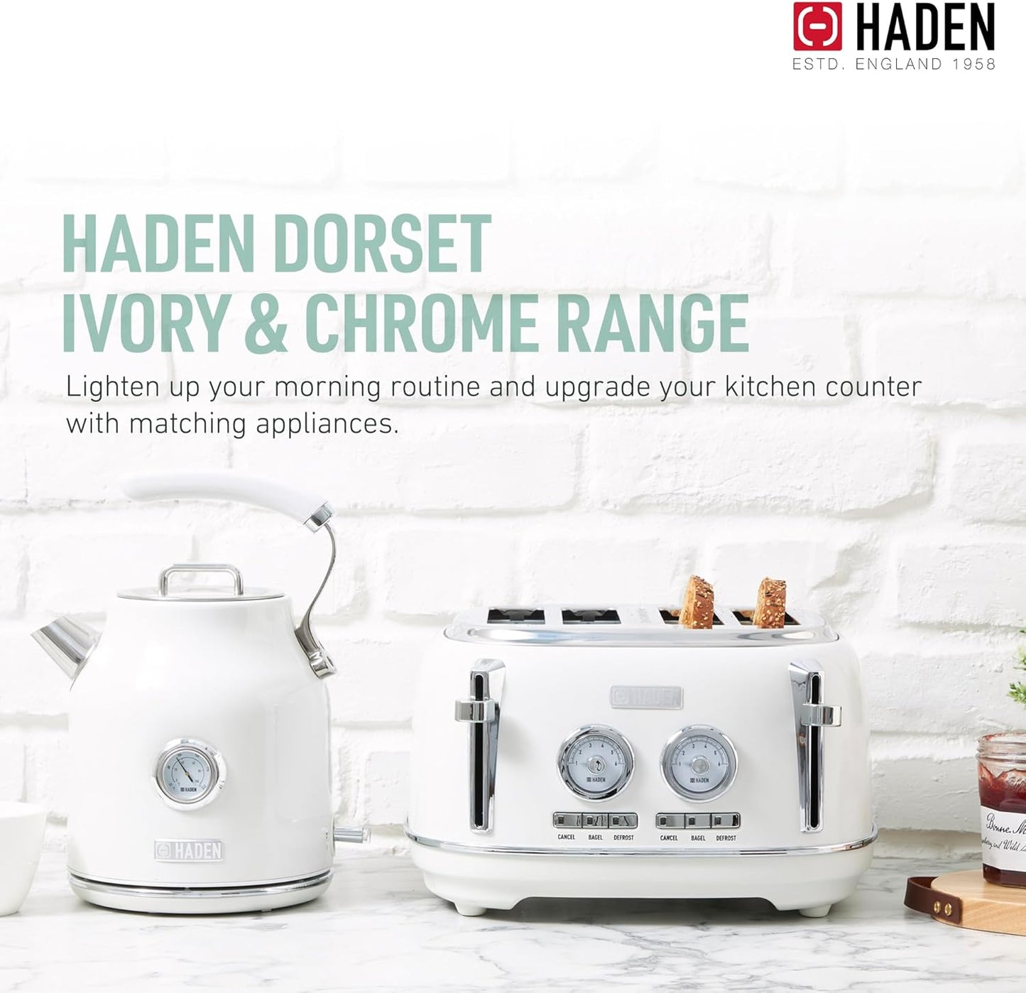 Haden Dorset 75083 Stainless Steel 1500W Retro Toaster 4 Slice Wide Slot w/Removable Crumb Tray and Settings, Black/Copper Toasters w/Adjustable Browning Control, Smart Toaster
