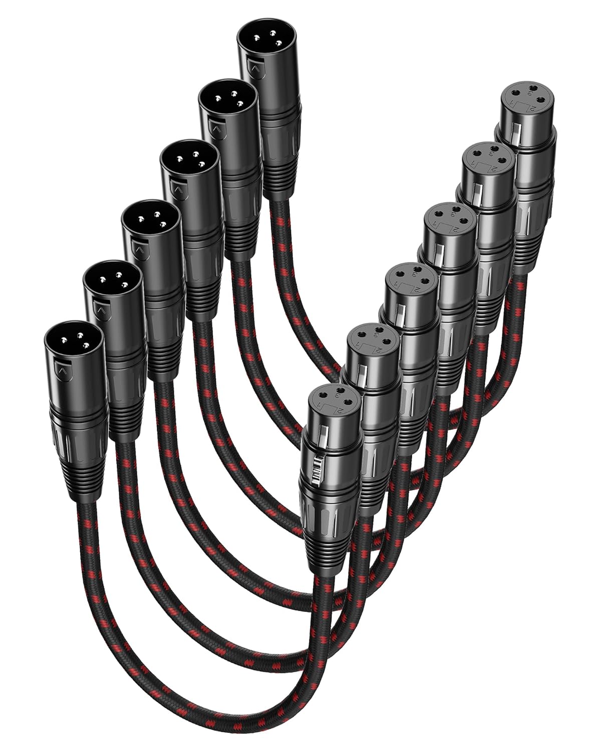 VANDESAIL XLR Cables 25ft 2 Pack, Durable Nylon Braided XLR Microphone Cable, Mic Cable, Shielded and Fully Balanced OFC Male to Female Cord for Recording Mixer Amplifie Speaker Black White