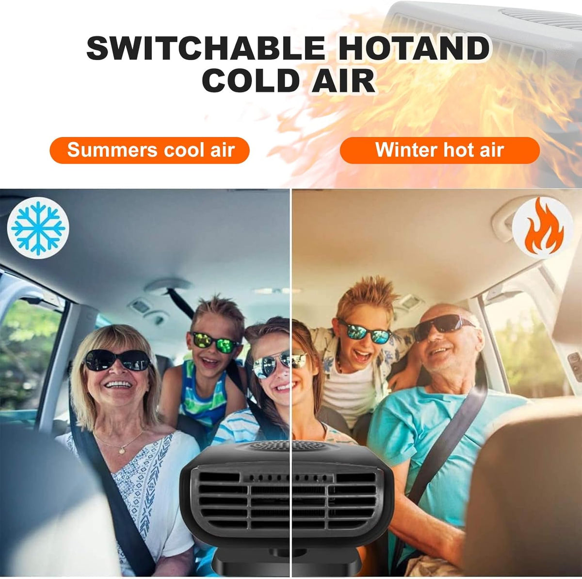 12V Portable Car Heater and Defroster | 200W Windshield Defogger | Cigarette Lighter Plug Car Heater | 360 Degree Rotating Auto Heater | Compact Vehicle Heating Fan - PuriLite