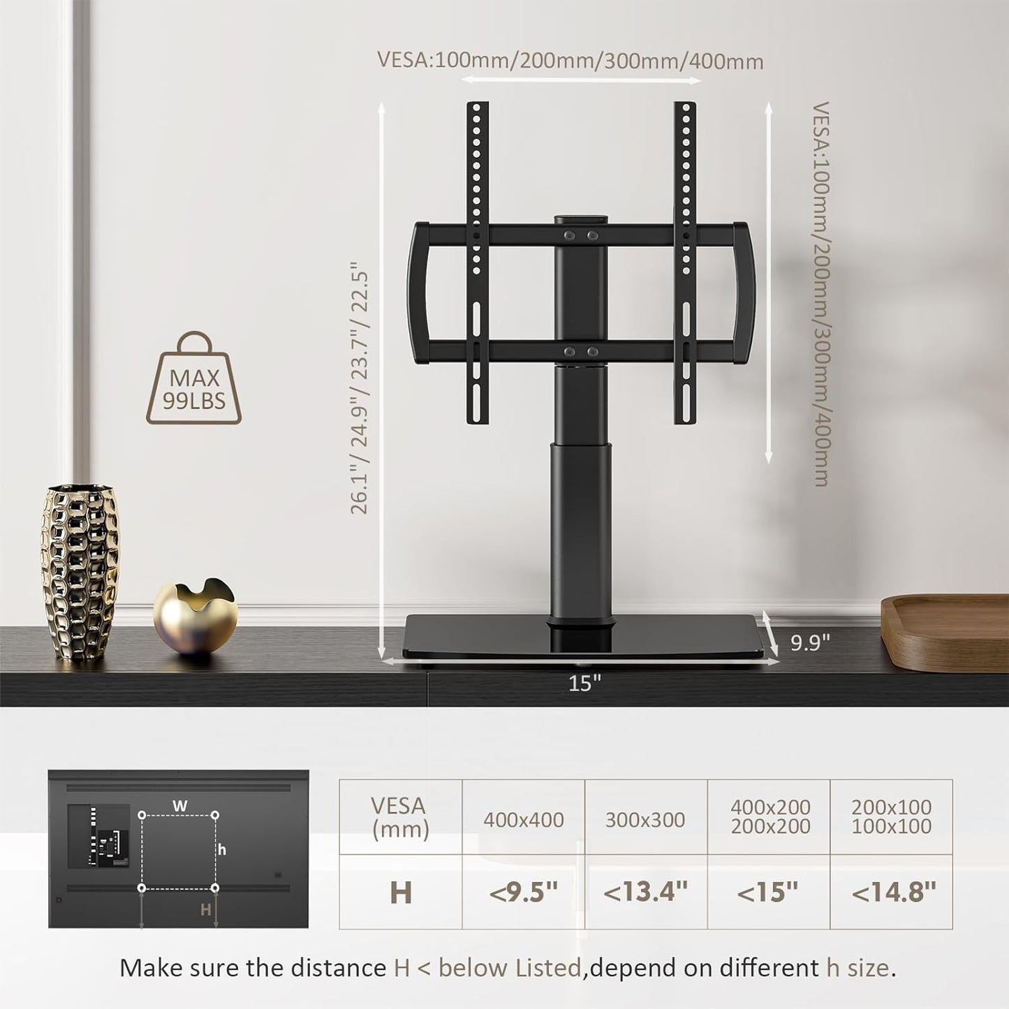 Purilite Select Swivel Tabletop TV Stand (27"–70")