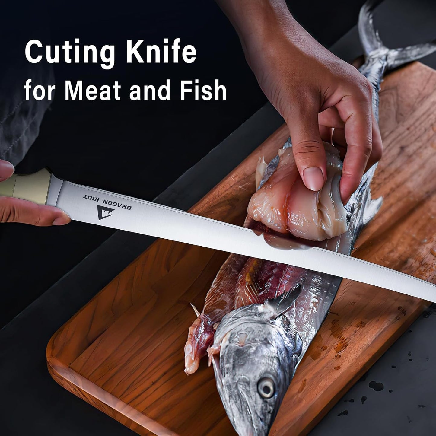 DRAGON RIOT Fillet Knife 7.5 inch Professional Boning Knife for Filleting Japanese Stainless Steel Fish Knife with Ergonomic Handle Super Sharp Fish Filleting Knife for Meat Poultry Cutting