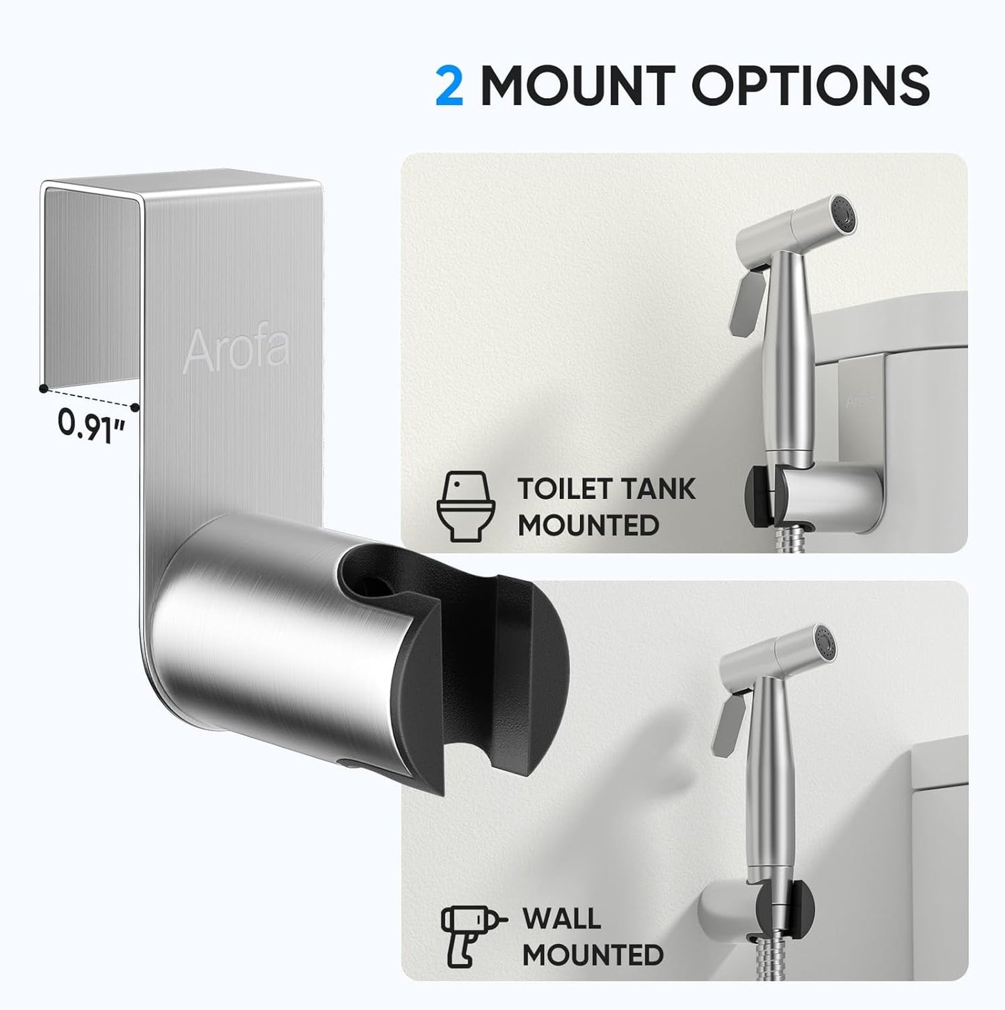 Arofa Handheld Bidet Sprayer for Toilet-Adjustable Water Pressure Control with Bidet Hose for Feminine Wash, Stainless Steel Brushed Nickel Cloth Diaper Bidet Toilet Sprayer for Baby Wash