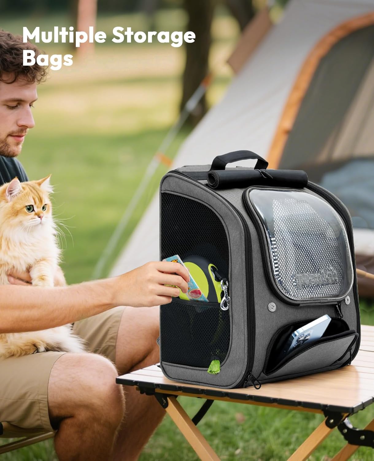 Pecute Bubble Cat Backpack, Large Space Cat Backpack Carrier with Breathable Mesh, Cat Carrier with Space Capsule Clear Bubble Window for Kitten and Puppy, Used in Travel Hiking Walking Outdoor,Green