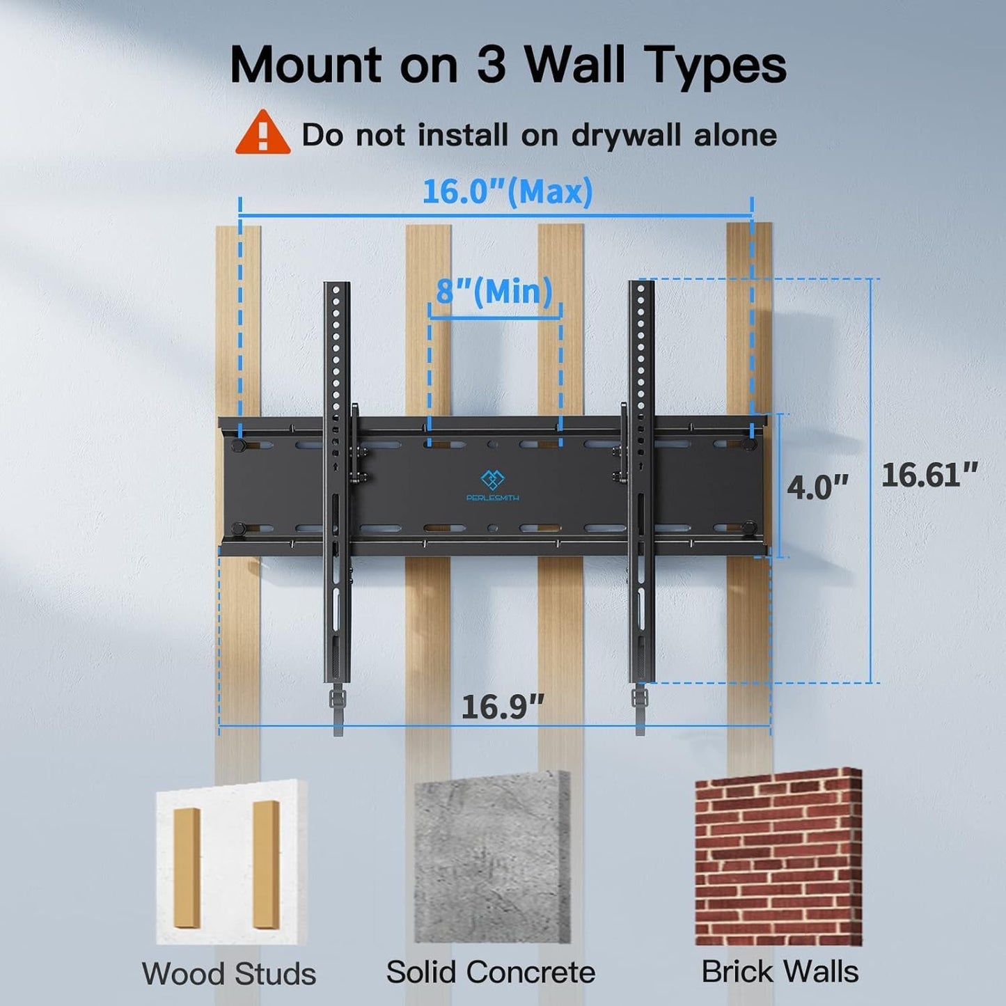 Tilting TV Wall Mount Bracket Low Profile for Most 23-60 Inch LED, LCD, OLED, QLED, 4K Flat Screen TVs up to 115lbs with VESA 400x400mm by PERLESMITH