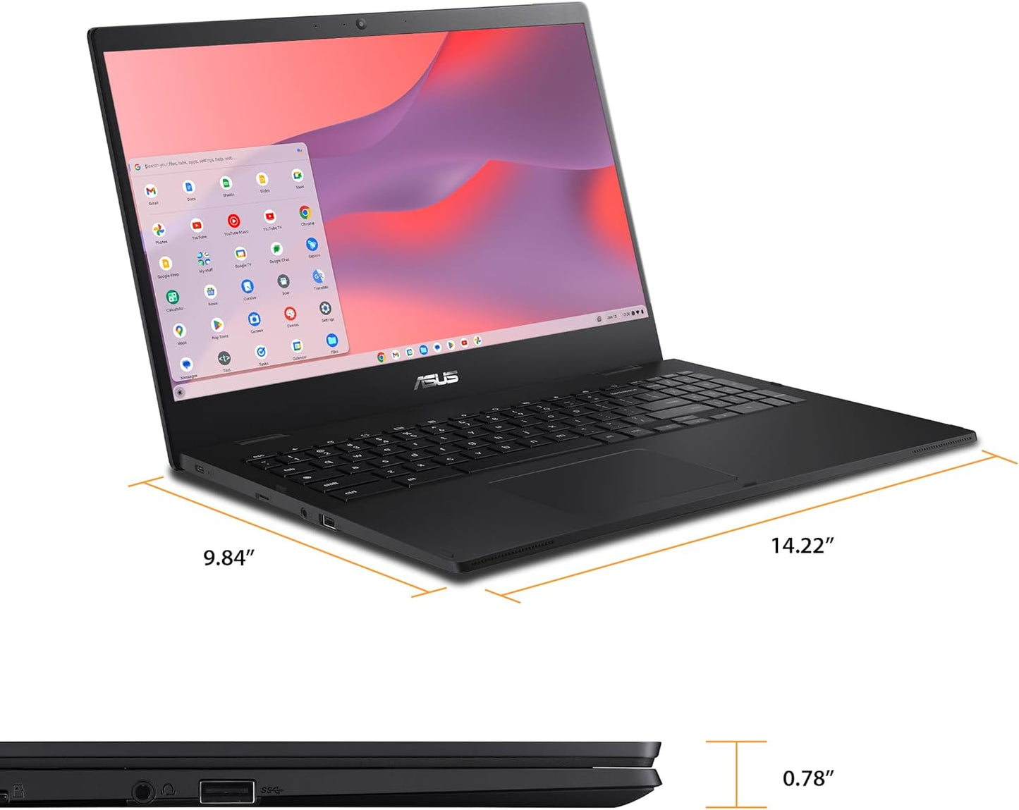 ASUS Chromebook CX1 Laptop, 15.6" Full HD NanoEdge Display, Intel Celeron N4500 Processor, 64GB eMMC Storage, 4GB RAM, Wi-Fi 6 ChromeOS, CX1500CKA-DH03-CB