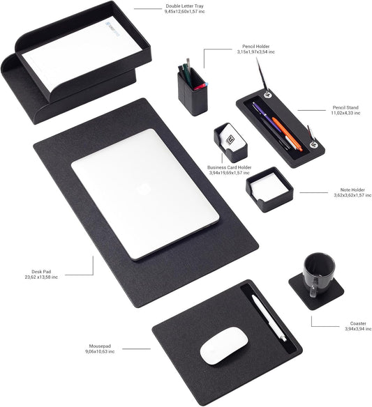 Office Desk Accessories - Leather Desk Set - Desk Organizer Set and Desk Supplies - Home Office Accessories - Desk Leather Organizer - Office Decor for Men Desk