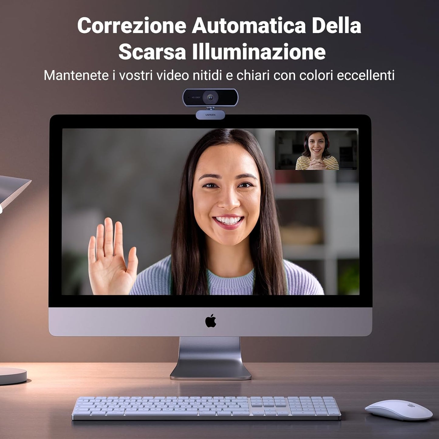 UGREEN 1080P Webcam with 2 Noise-Canceling Microphones, Live Streaming Web Camera, HD Auto Light Correction, USB-A Computer Camera for Zoom/Skype/Teams, Conferencing & Video Calling, PC/Mac/Laptop