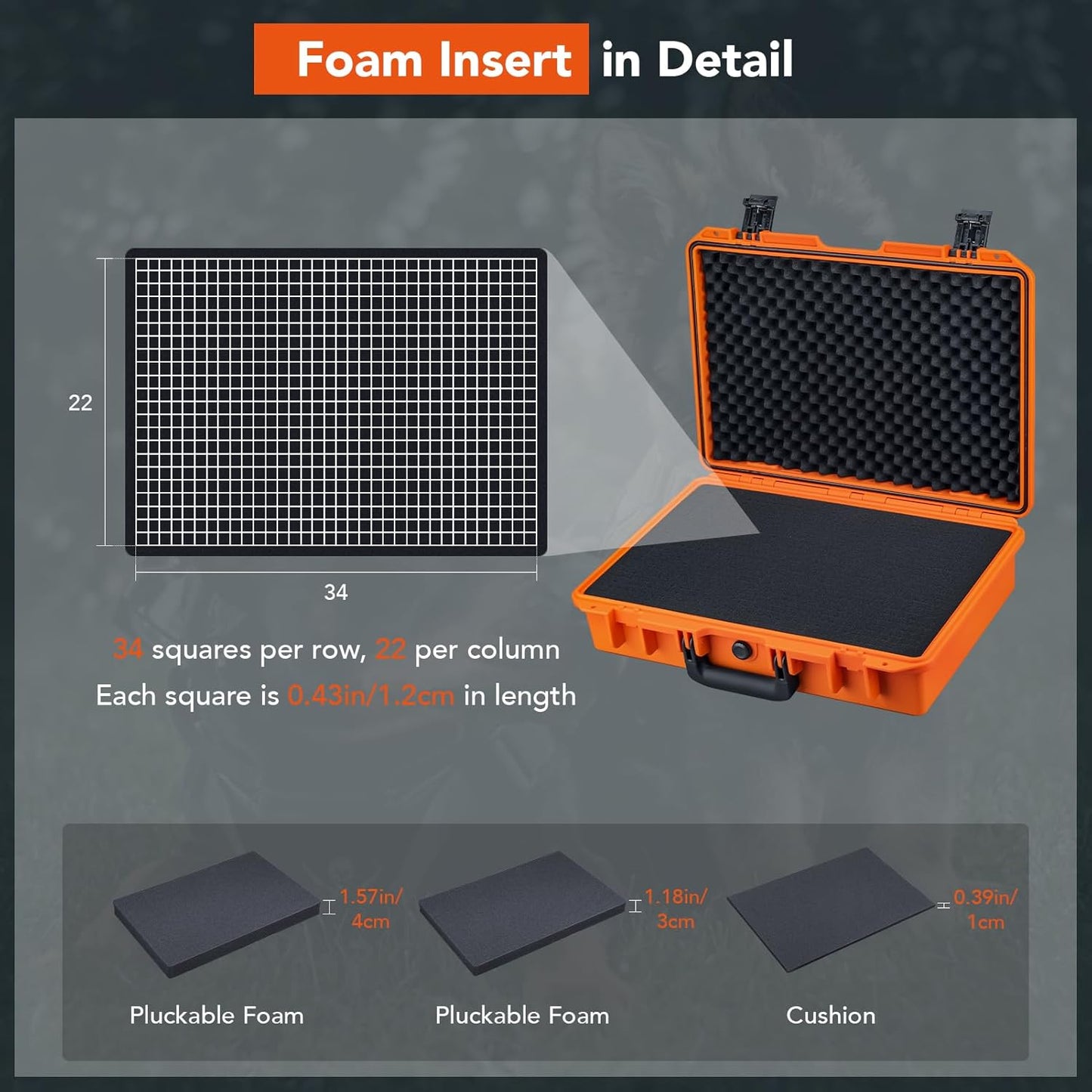 Lykus HC-4410 Waterproof Hard Case with Customizable Foam Insert, Interior Size 17.32x11.42x4.72 in, Suitable for up to 16" Laptop,Starlink Mini,Keyboard,Drill,Audio Mixer,mic,Flashlight,and More