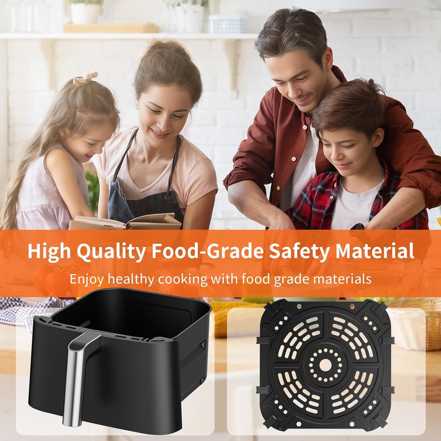 Air Fryer Basket Replacement Basket and Tray for Ninja AF161, Air Fryer Accessories for Ninja AF150 and AF161, Non-Stick Air Fryer Basket with Cover for Ninja AF150 and AF161, Dishwasher-Safe Basket