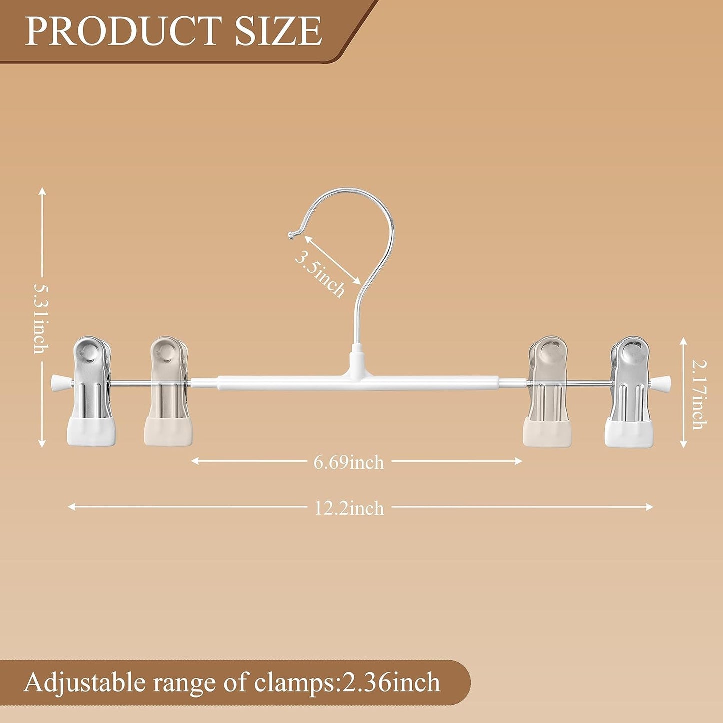 14Inch Black Pants Hangers with Clips 10 Pack Adjustable Skirt Hangers for Women Non-Slip Trousers Hanger for Jeans Clothes Hangers for Pants Heavy Duty Space Saving Shorts Hangers