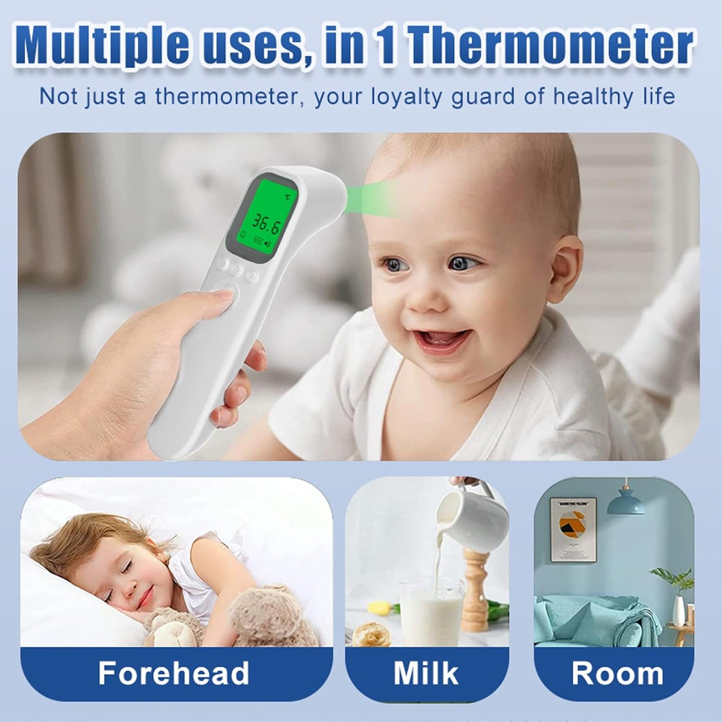 Digital Infrared Thermometer for Adults & Kids with Fever Alarm, 2 x 32 Memory Function, Fast & Accurate Temperature Reading, Reliable Baby Thermometer for Home Use