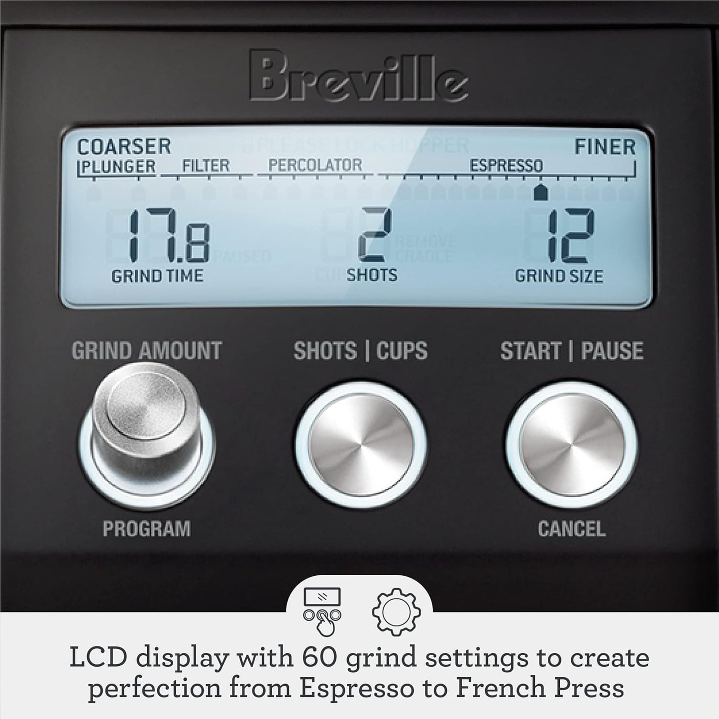 Breville BCG820BSS Smart Grinder Pro Coffee Bean Grinder, Brushed Stainless Steel