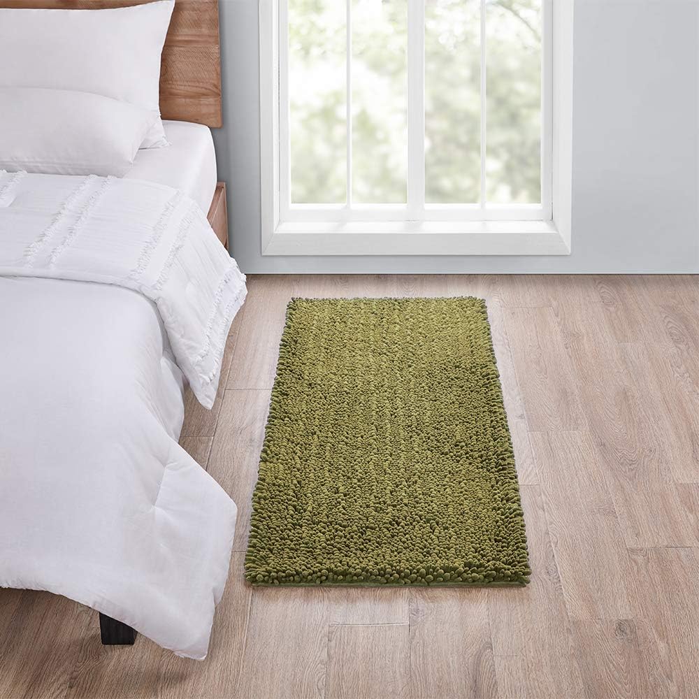 Walensee Bathroom Rug Non Slip Bath Mat (24x17 Inch Blush) Water Absorbent Super Soft Shaggy Chenille Machine Washable Dry Extra Thick Perfect Absorbant Best Small Plush Carpet for Shower Floor