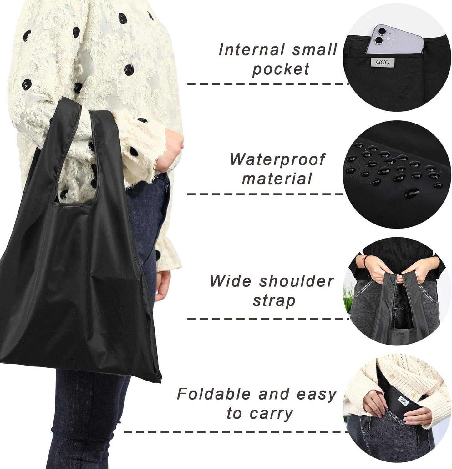 Purilite Select™ Reusable Grocery Bags – Heavy-Duty, Foldable, and Machine Washable (6-Pack