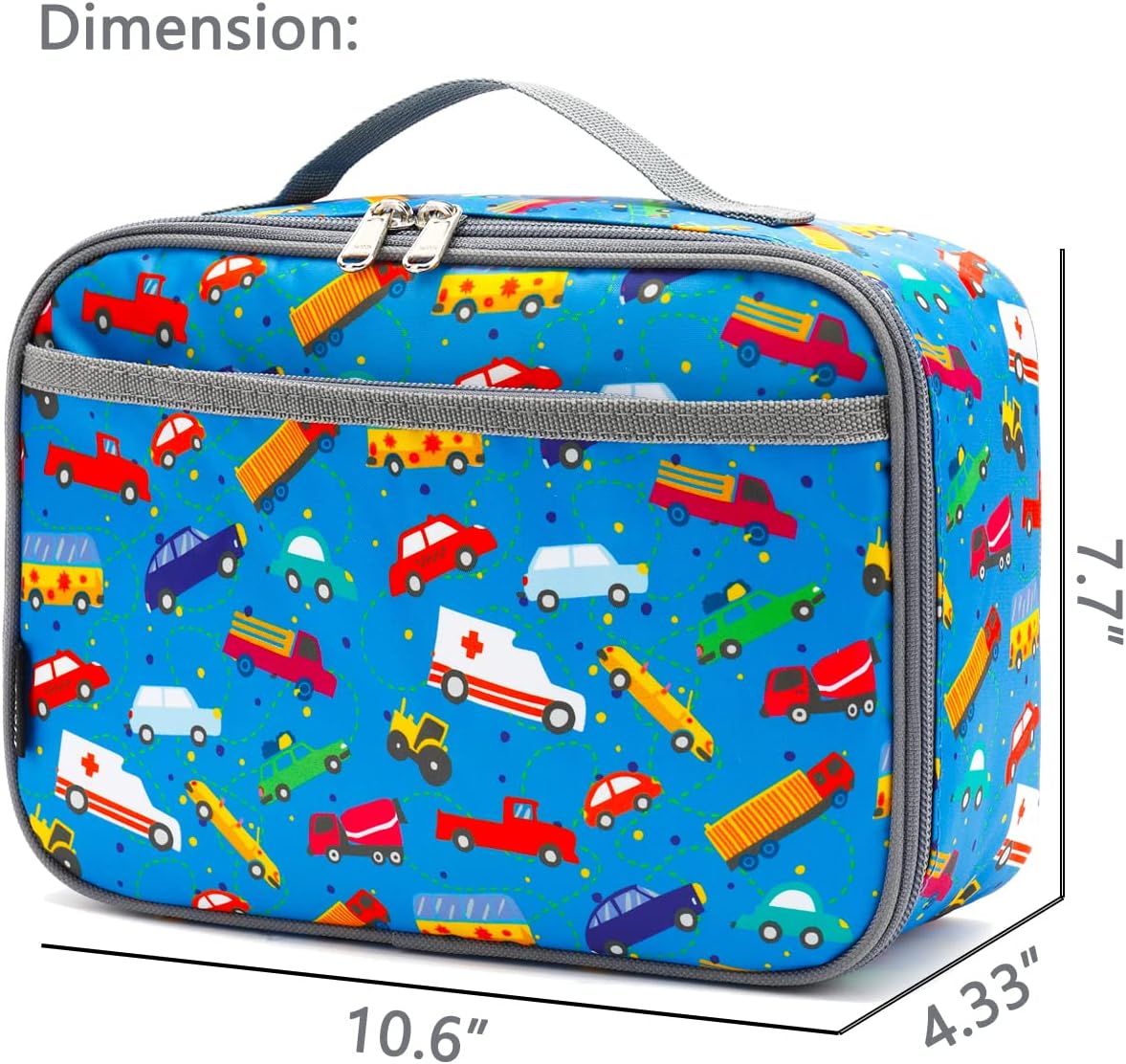FlowFly Kids Lunch Box Insulated Soft Bag Mini Cooler Back to School Thermal Meal Tote Kit for Girls, Boys, Black