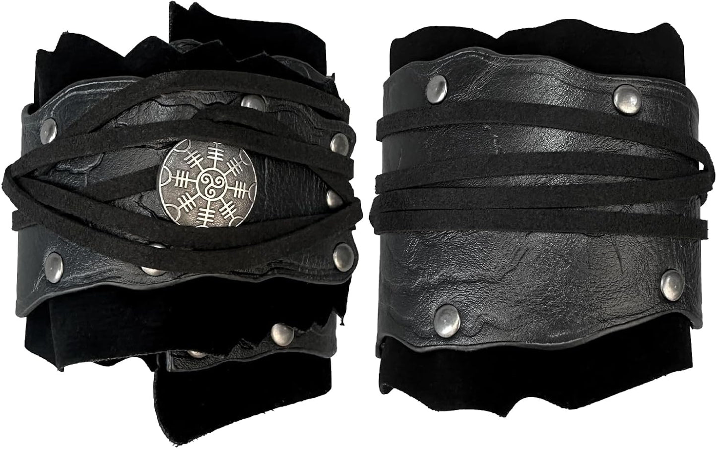HiiFeuer Medieval Suede Arm Wraps, Renaissance Artificial Fur Bracers, Viking Wrist Band Archery Arm Guards Knight Gauntlets