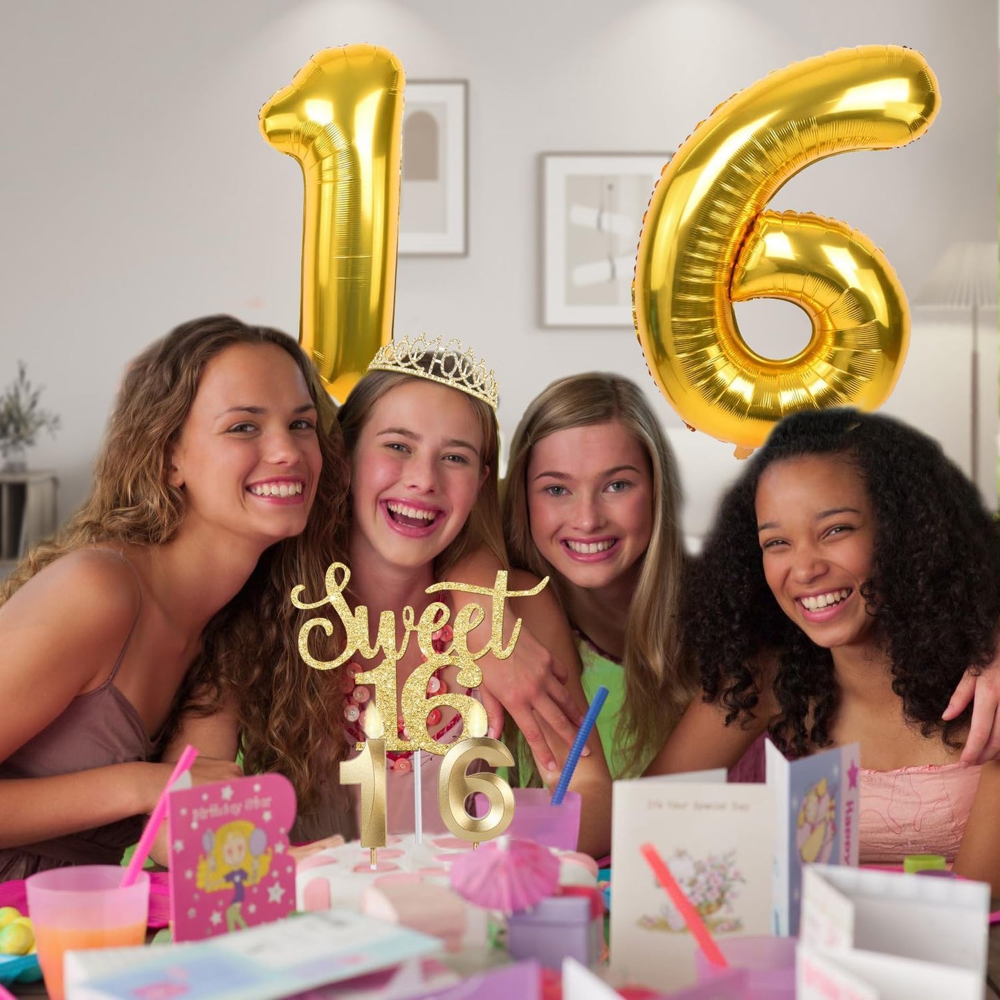 65th Birthday Decorations for Women, Including 65th Birthday Sash and Crown, Cake Topper and Candles, Number Balloons Rose Gold, 65 Year Old Gifts for Women