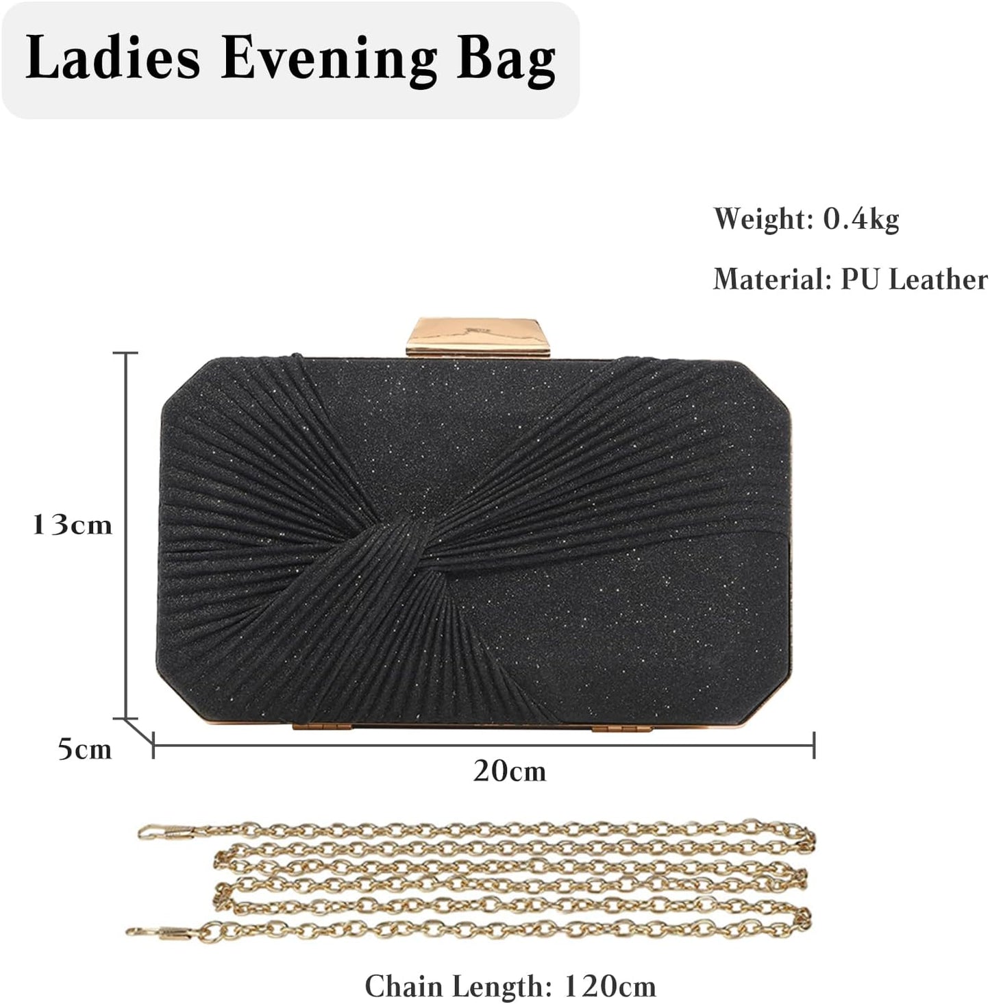 CORIOS Pleated Evening Bag Sparkly Sequin Clutch Bag for Women Sparkly Handbag Bridal Wedding Purse Elegant Crossbody Bag