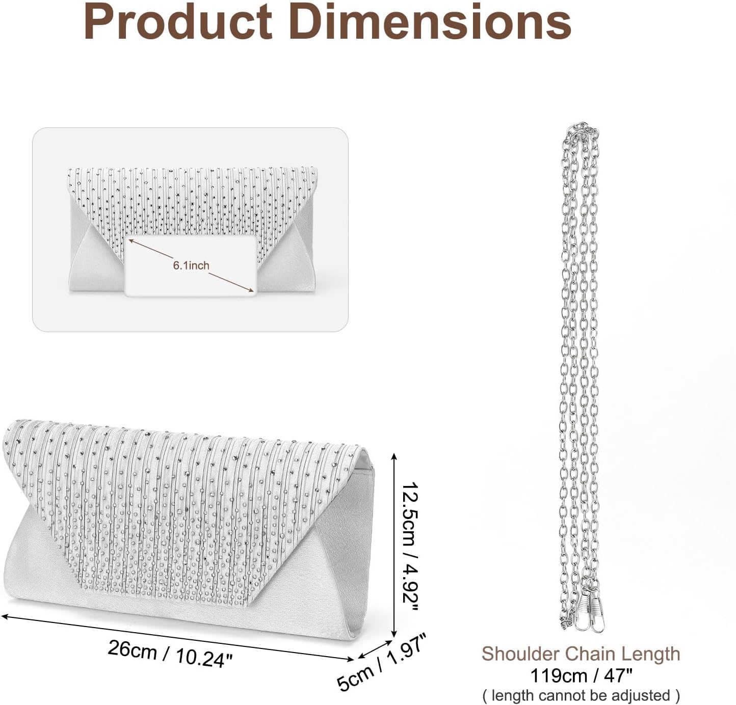DTGN Evening Bags Clutch Purses for Women Formal, Purse Handbag Crossbody Bag Rhinestone Shoulder Bag for Wedding Party