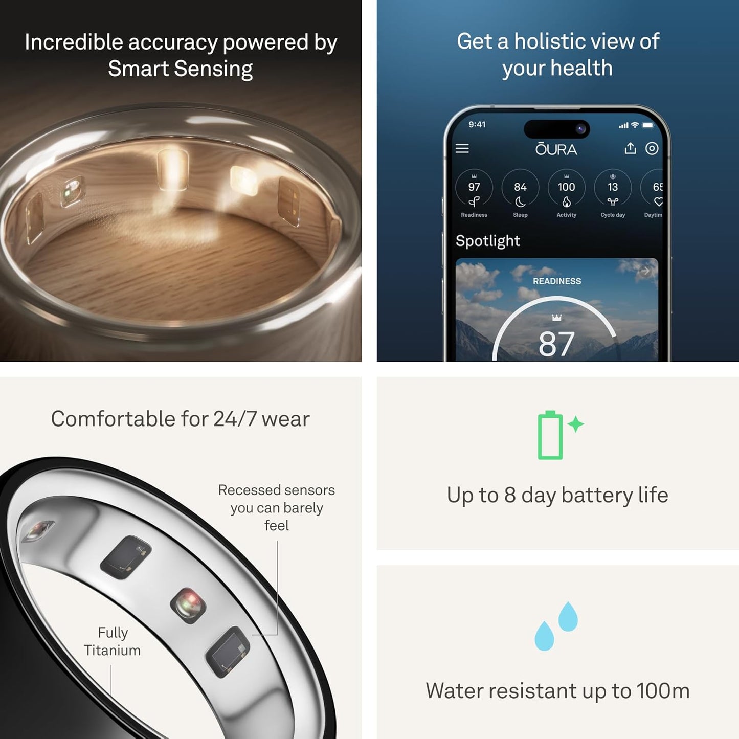 Oura Ring 4 - Gold - Size 9 - Smart Ring - Size First with Oura Ring 4 Sizing Kit - Sleep Tracking Wearable - Heart Rate - Fitness Tracker - Up to 8 Days of Battery Life