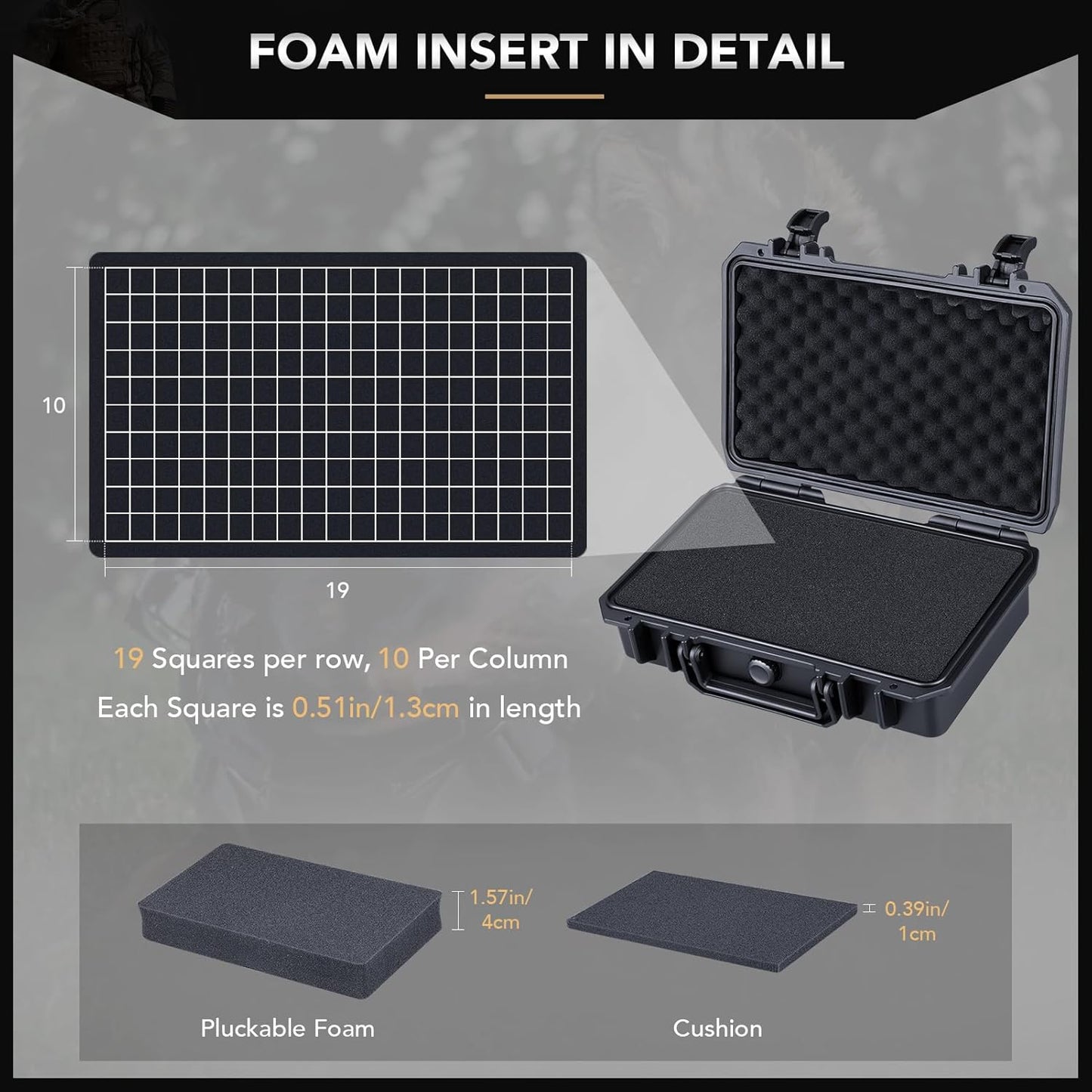 Lykus HC-2710 Portable Waterproof Hard Case with Foam, Camera Case with Customizable Fit Foam,Fit use of Drones,Camera, Equipments, Interior Size 27x16x8 cm
