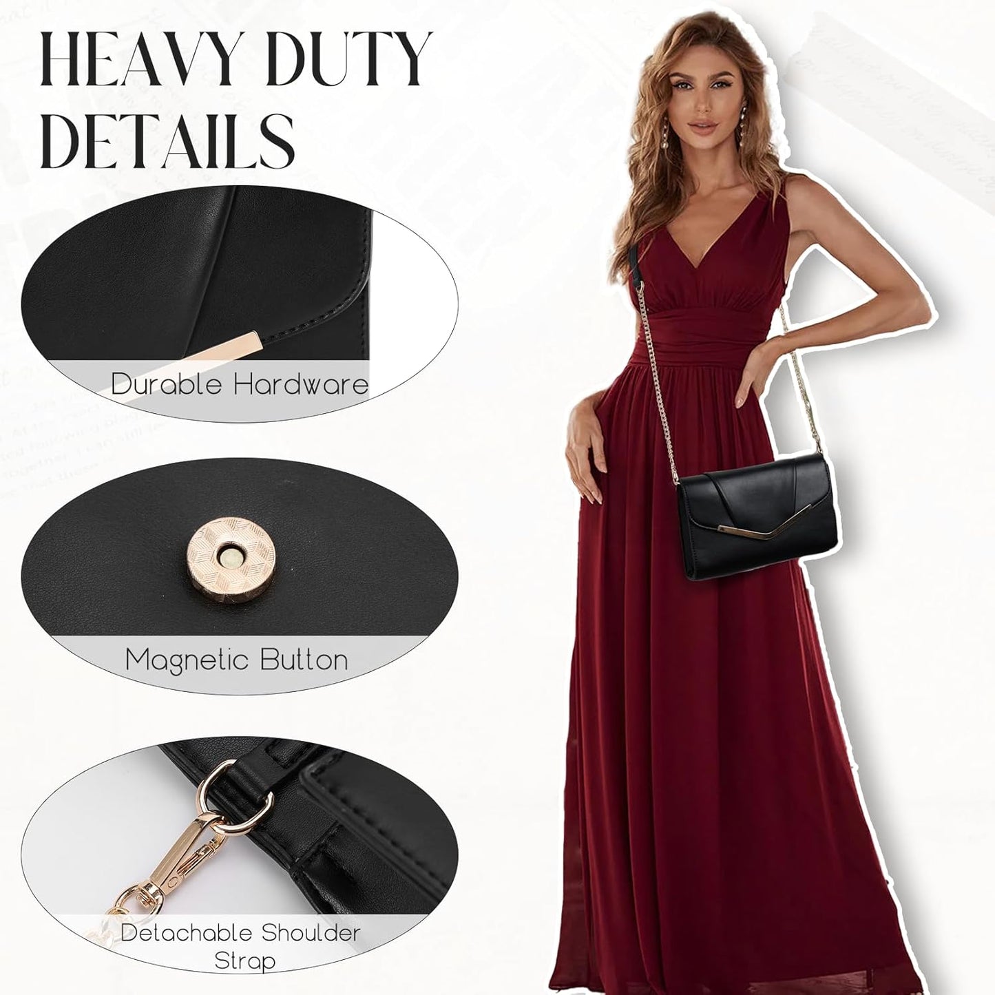 Vaschy Clutch Purse for Women,Fashion Envelope Evening Small Formal Handbag Fold-over Crossbody Shoulder Bag Wedding,Party