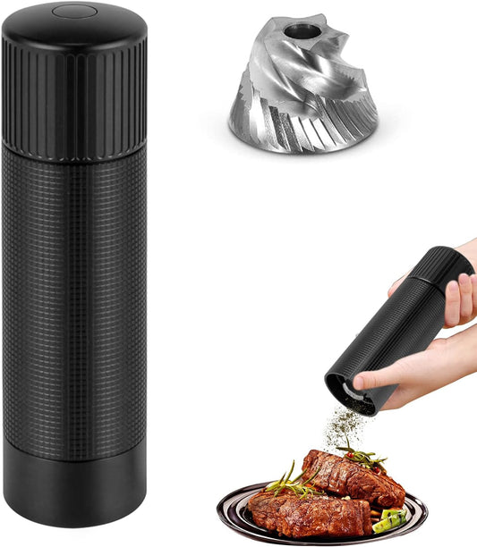 WhiteRhino Professional Grade Pepper Mill, 430 Stainless Steel Blade Premium Hand Metal Pepper Grinder Heavy Duty,Refillable Aluminum Manual Pepper Mill with Adjustable Coarseness-Black - PuriLite