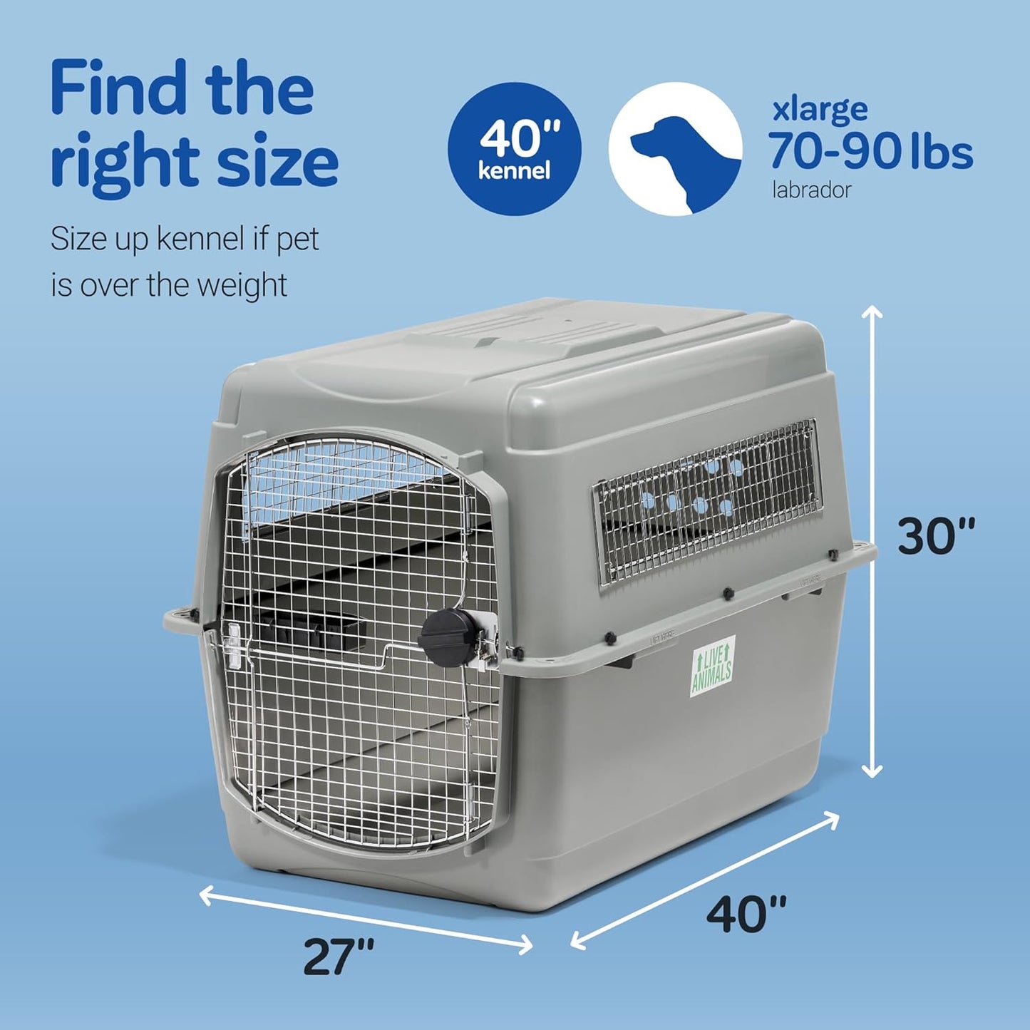 Petmate 00200 Sky Kennel for Pets from 25 to 30-Pound, Light Gray