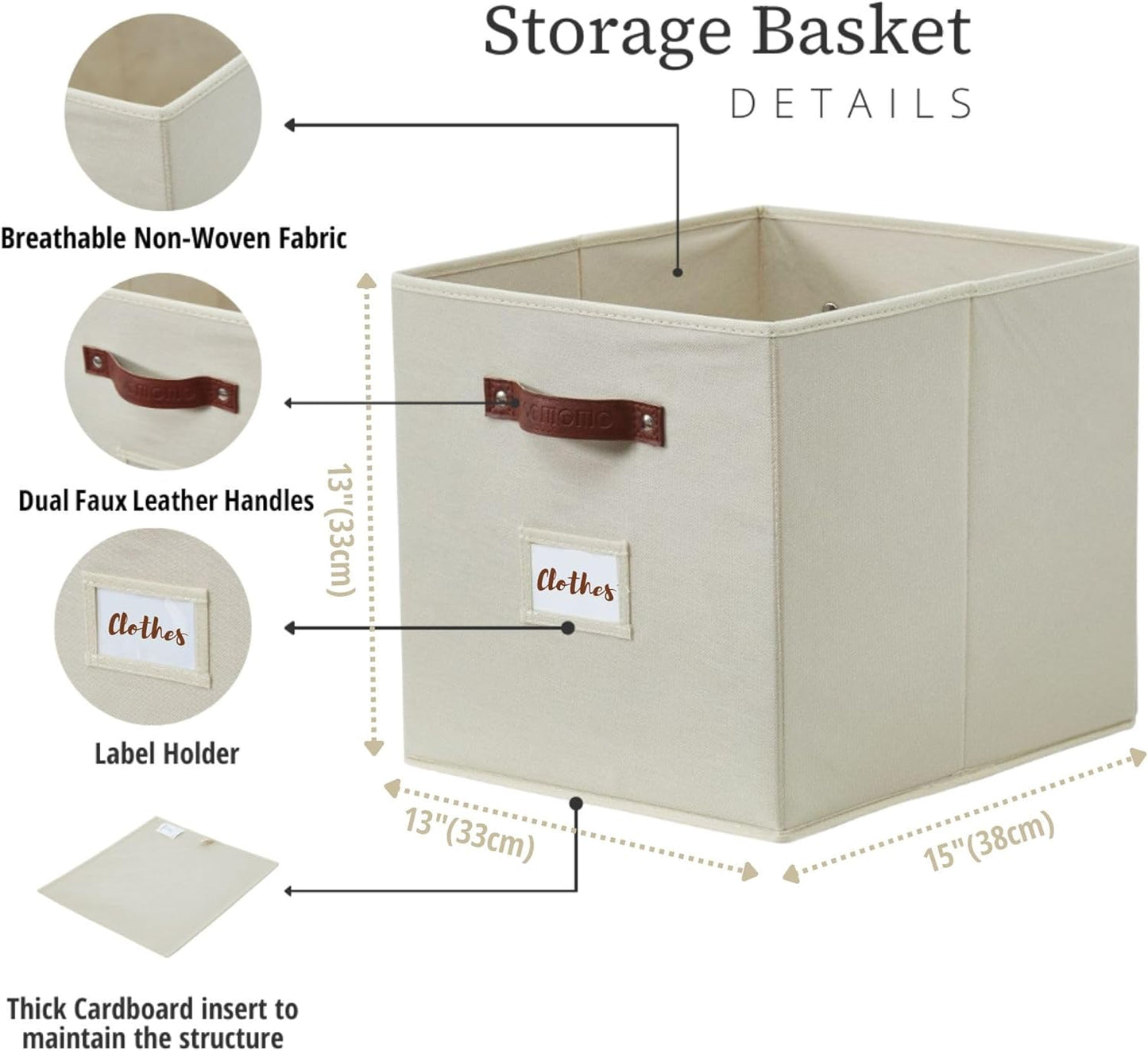DECOMOMO Cube Storage Bin, Storage Cubes with Labels, Baskets for Shelves Kallax Linen Closet Organizers (Cube 10.5x11"/ 6pcs, Black)
