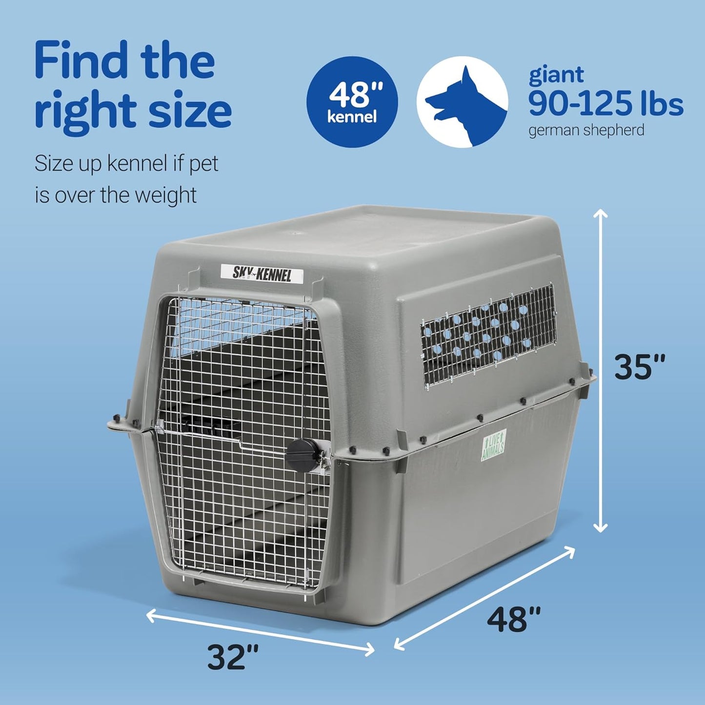 Petmate 00200 Sky Kennel for Pets from 25 to 30-Pound, Light Gray