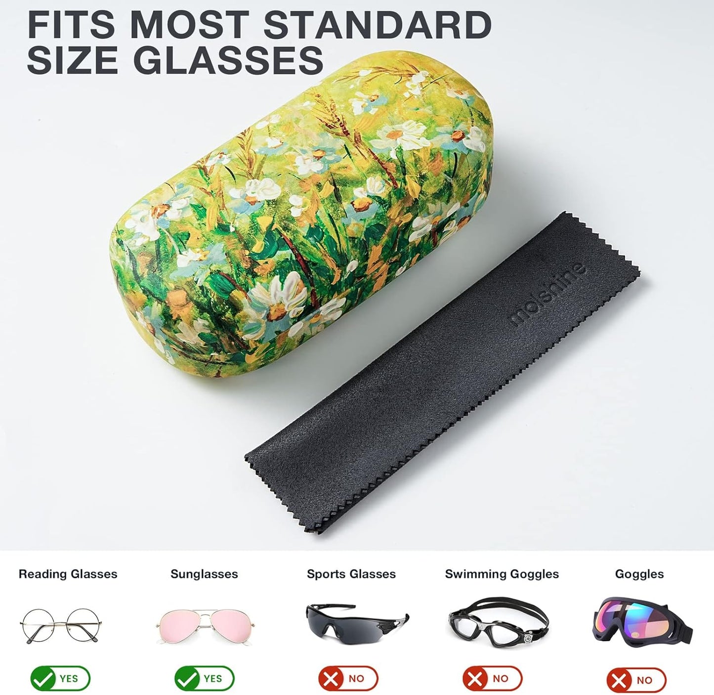 molshine Hard Shell Leather Sunglasses Case,Classic Large Glasses Case for Women Men,Sunglass Eyeglasses