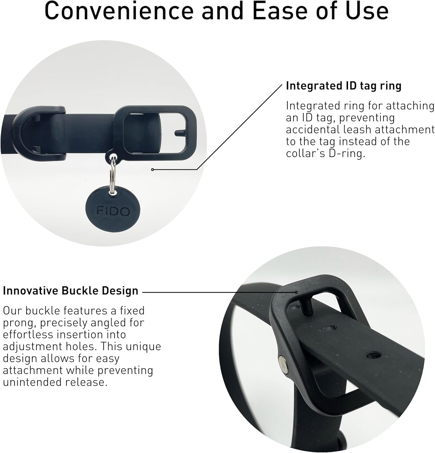 Waterproof Dog Collar - Durable, Comfortable and Adjustable Silicone Dog Collar with Wear Resistant Buckle and ID Tag Ring for Small Dogs by Nuvuq (Black, Small)