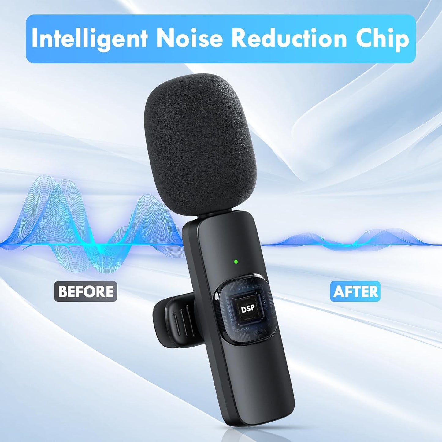 3 in 1 Wireless Lavalier Microphone for iPhone iPad Android Camera USB-C, Mini Microphone with Noise Reduction, Plug-Play Wireless Microphone for YouTube, Video Recording, Interviews, TikTok, Vlog