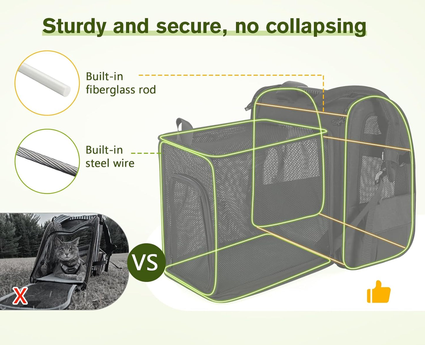 Pecute Pet Carrier Backpack, Dog Carrier Backpack Expandable with Breathable Mesh for Pets <6kg, Pet Backpack Carrier for Hiking Travel Camping Outdoor