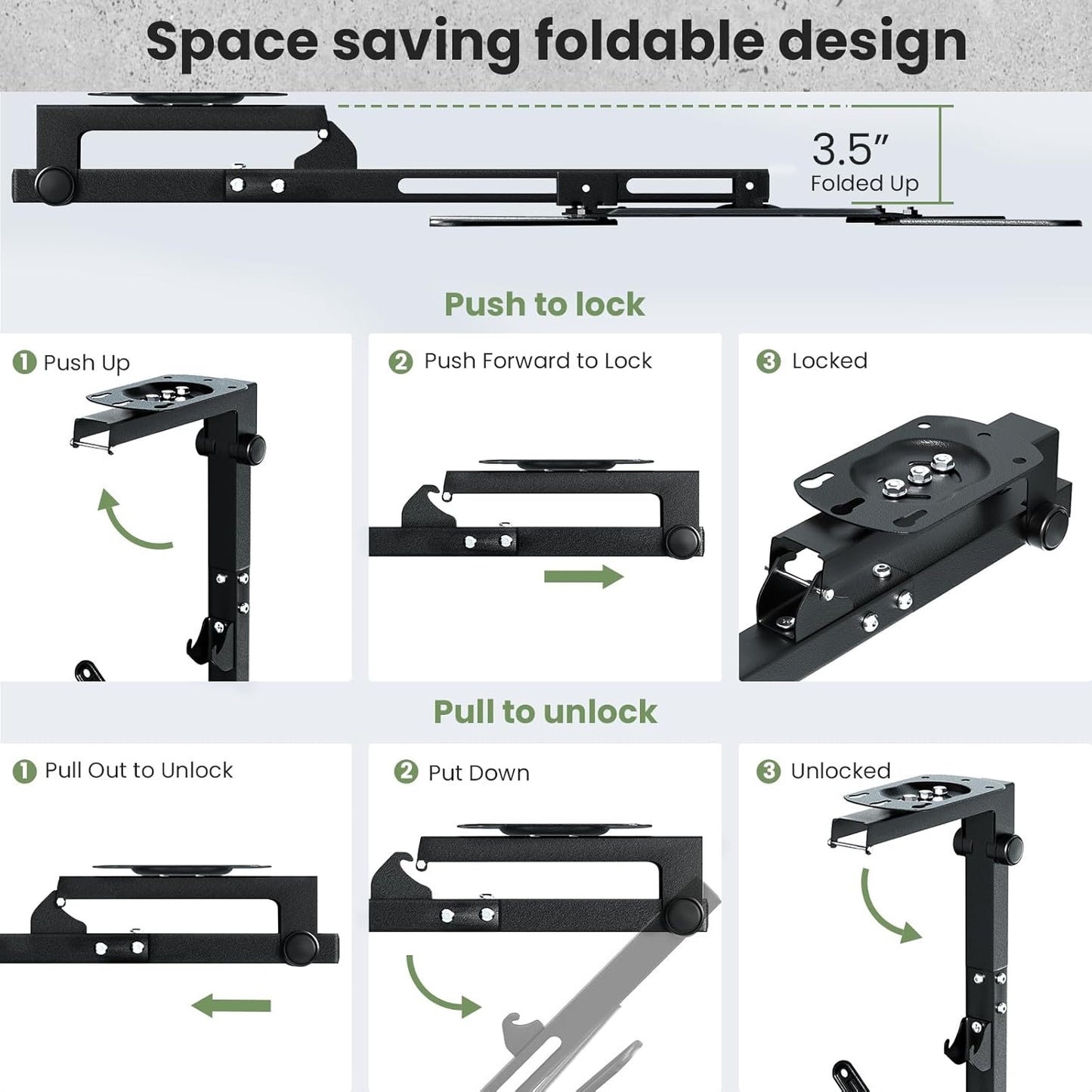 Ceiling TV-Mount Flip Down Folding - 23-55'' Manual Drop Down TV Mount, Fits Flat and Pitched Roof, Height Adjustable, Swivel, Max Load 44 lbs, Max VESA 400x400 mm, Black