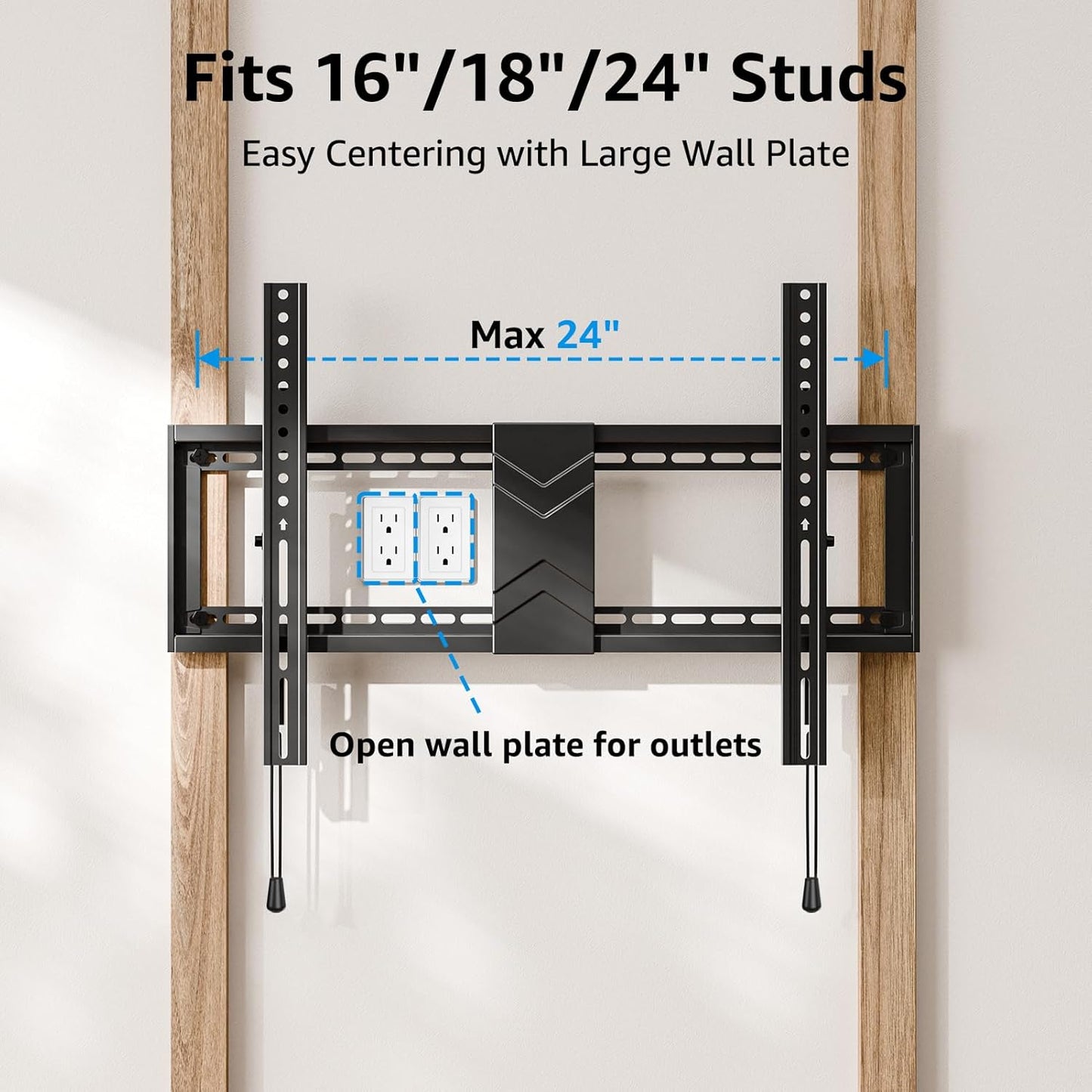 MOUNTUP UL Listed TV Wall Mount, Tilting TV Bracket for Most 26-60 Inch LED LCD OLED Flat/Curved TVs, Low Profile TV Mount Save Spacing - Fits 12" to 16" Stud, Max VESA 400x400mm up to 99 LBS, MU0007