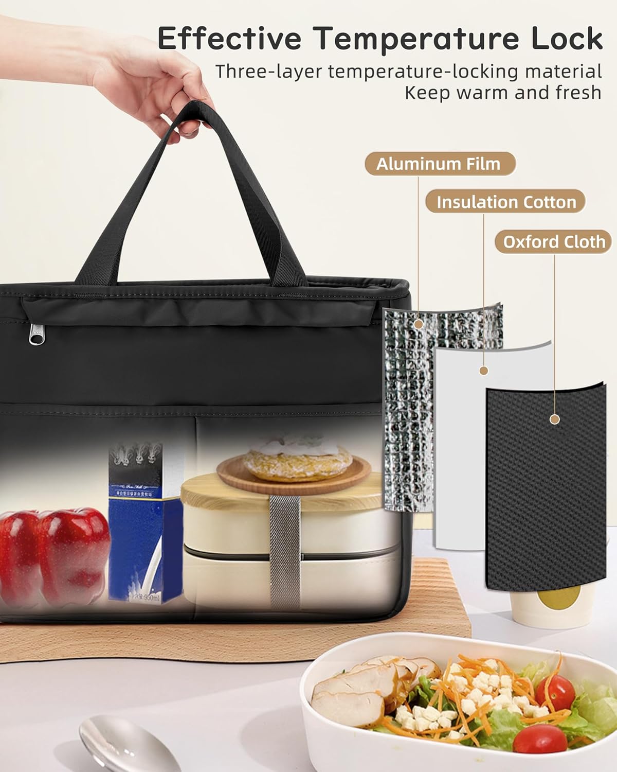 Lunch Bag Insulated Lunch Box Leakproof Lunch Tote Bags for Women Men,Portable Thermal Cooler Bag Lunch Containers with Shoulder Strap for Work, Family, Picnic, School, Outdoor,BBQ C2-Pinkpurple