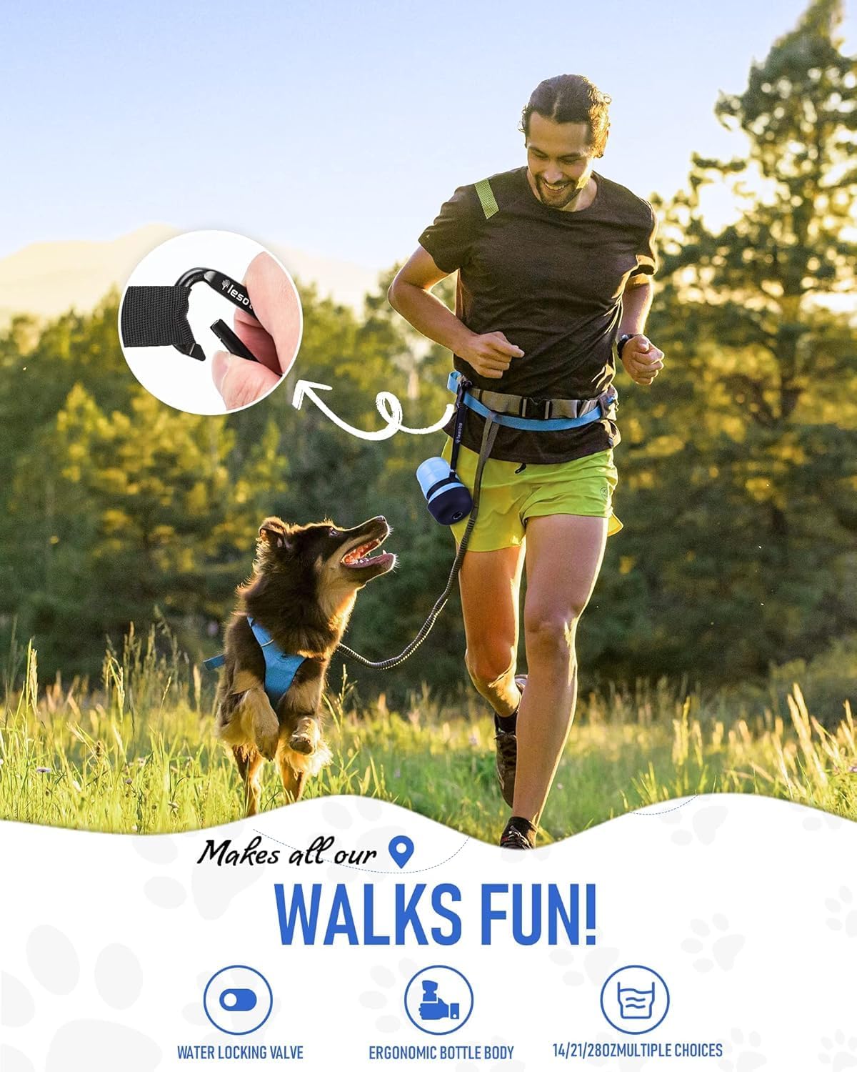 Portable Dog Water Bottle – Foldable Leak-Proof Pet Travel Dispenser with Built-In Bowl, Lightweight Outdoor Hiking and Travel Accessory for Small and Medium Dogs - PuriLite