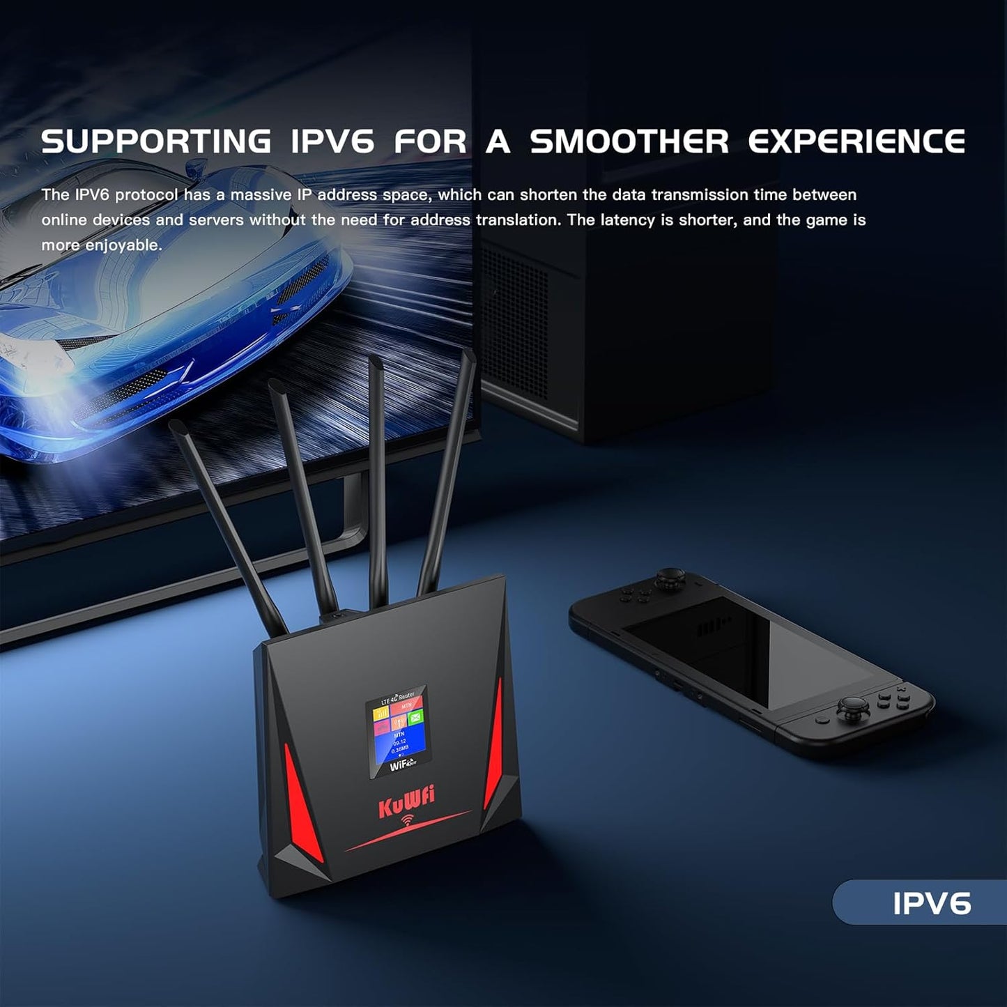 KuWFi High Speed 4G LTE Router, 4g Wireless Router with sim Card Slot and 5dBi Antennas Suitable for for Bell/Rogers/Virgin in Canada