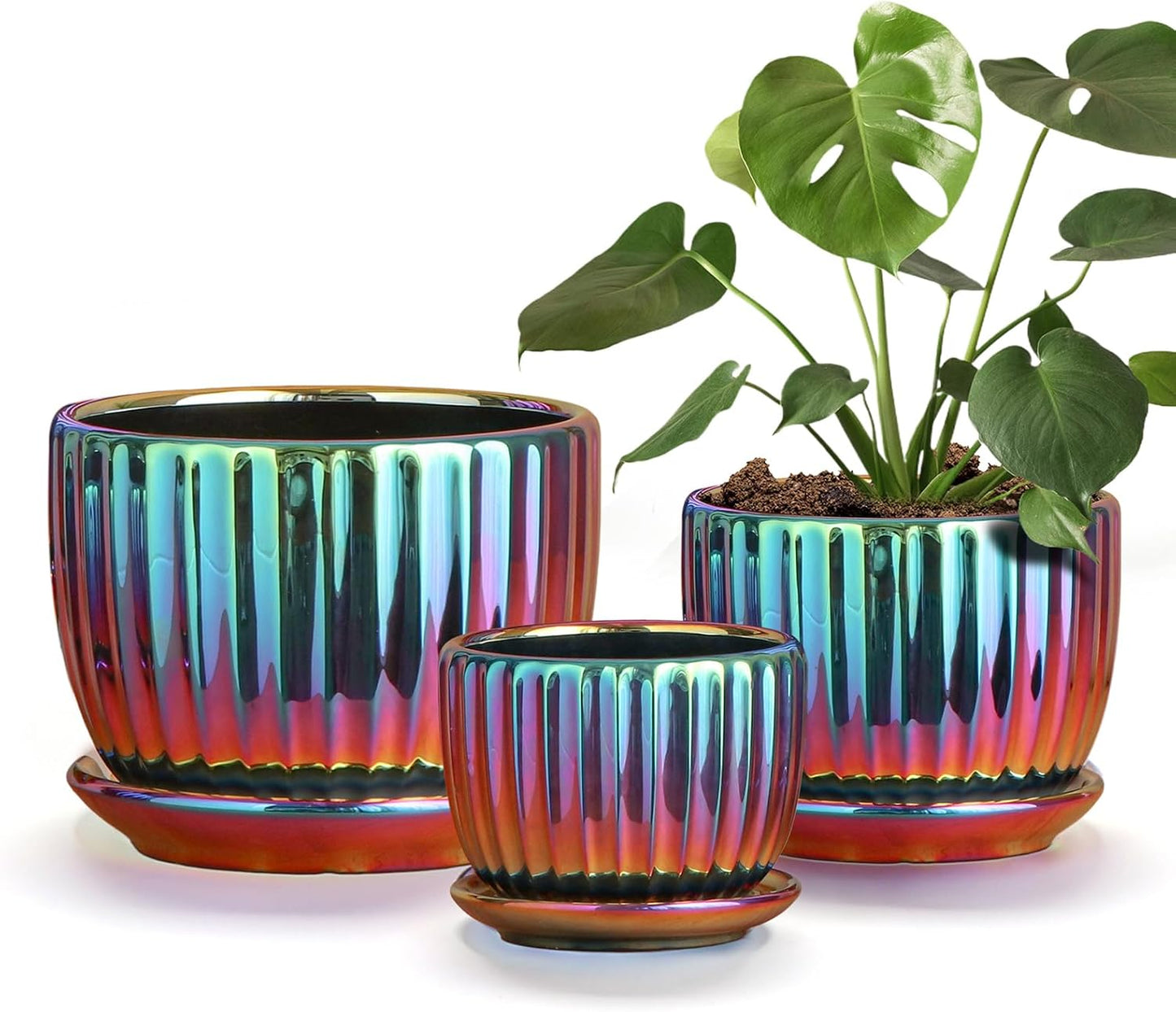 Purilite Select 3-Piece Ceramic Indoor Planter Set