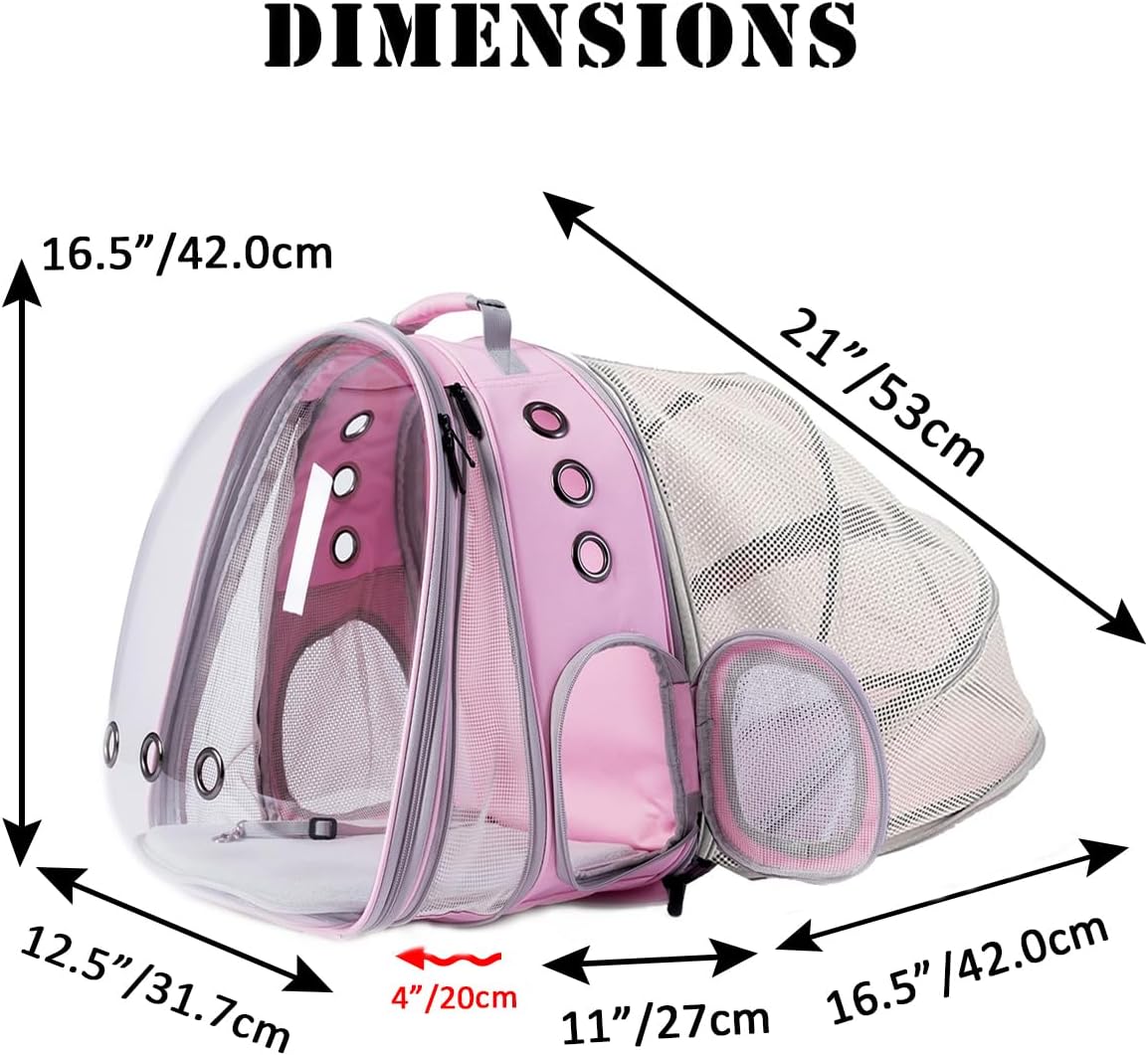 LAIRIES Dual Expandable Cat Backpack Carrier Front & Back Extension Pet Backpack Carrier, Fit up to 20 lbs, Bubble Capsule Dog Backpack Travel, Hiking & Outdoor Backpack (CL-Star Blue, Dual Extension)