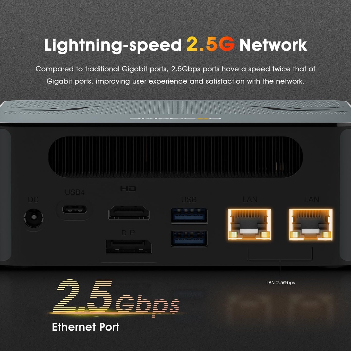 BOSGAME P4 Plus Mini PC Desktop Computers, AMD Ryzen 7 5825U (up to 4.5GHz), 32GB DDR4, 1TB PCIe SSD, Dual LAN 2.5G & Wi-Fi 6E & BT5.2, 4K Triple Display, Compact Silent PC for Gaming, Office, Design